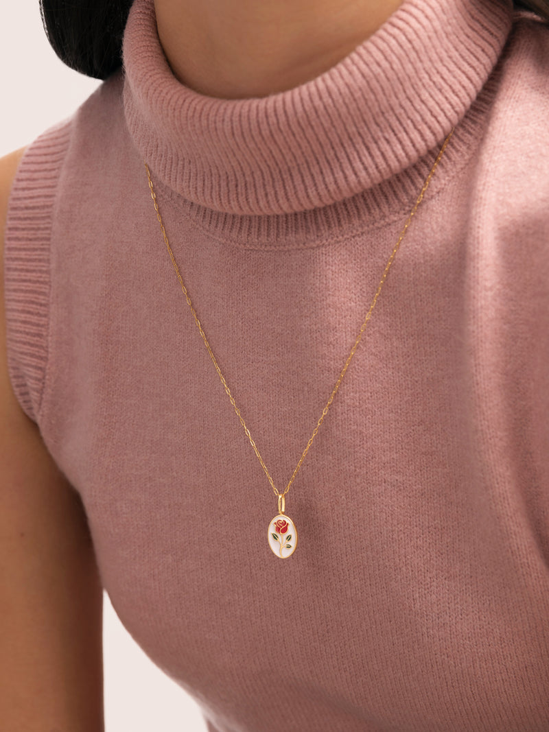 Rose Enamel Gold Charm