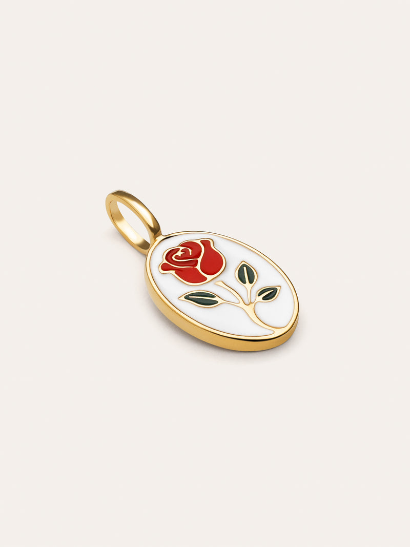 Rose Enamel Gold Charm