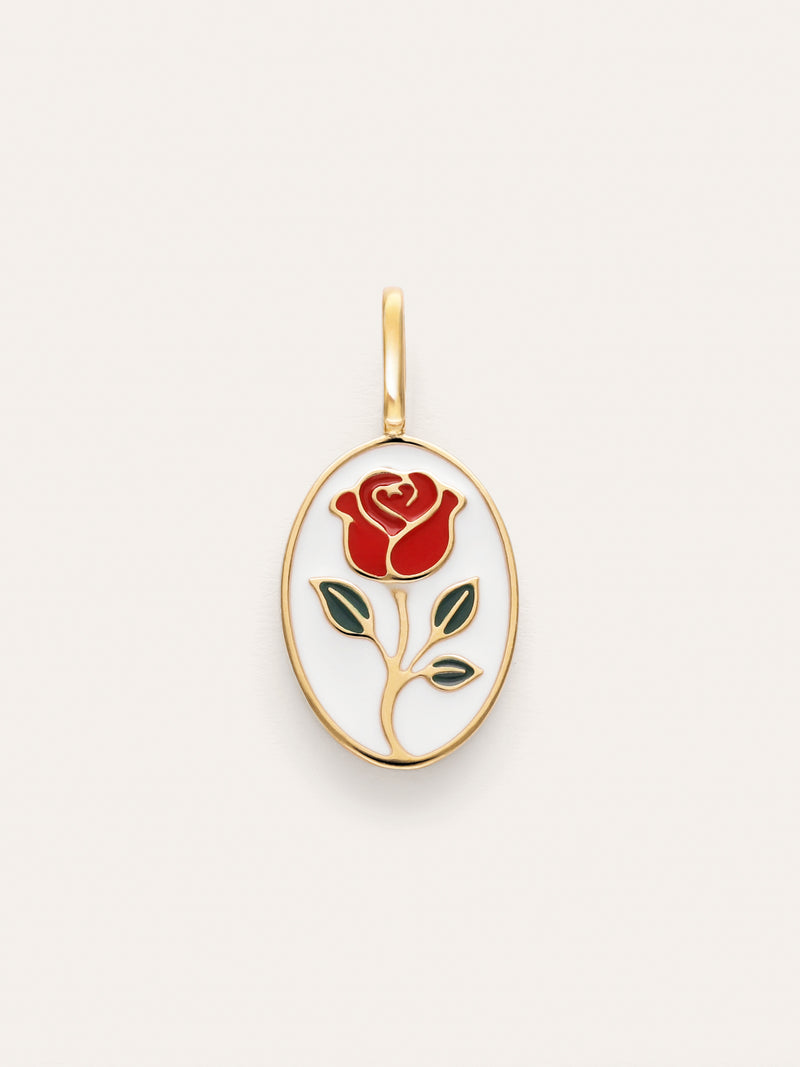 Rose Enamel Gold Charm