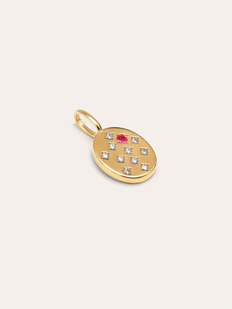 Charm Sello Rosa Baño Oro