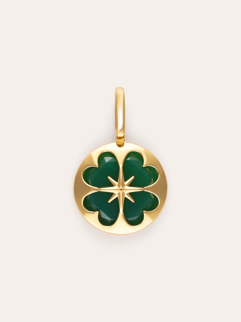 Clover Agata Stone Gold Charm