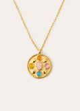 Medallion Five Stones Stainless Steeel Gold Necklace