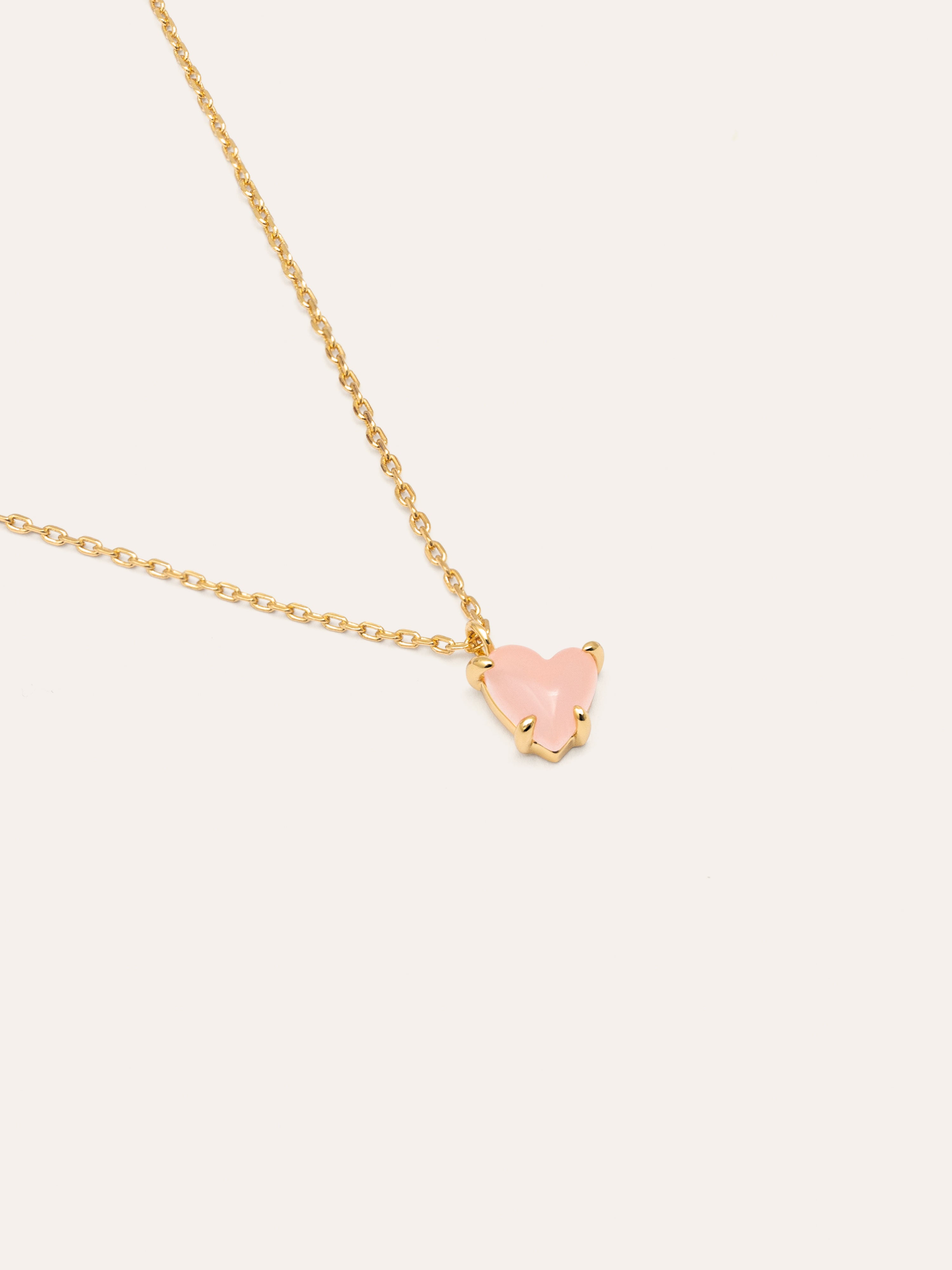 Adorable Heart Pink Gold Necklace