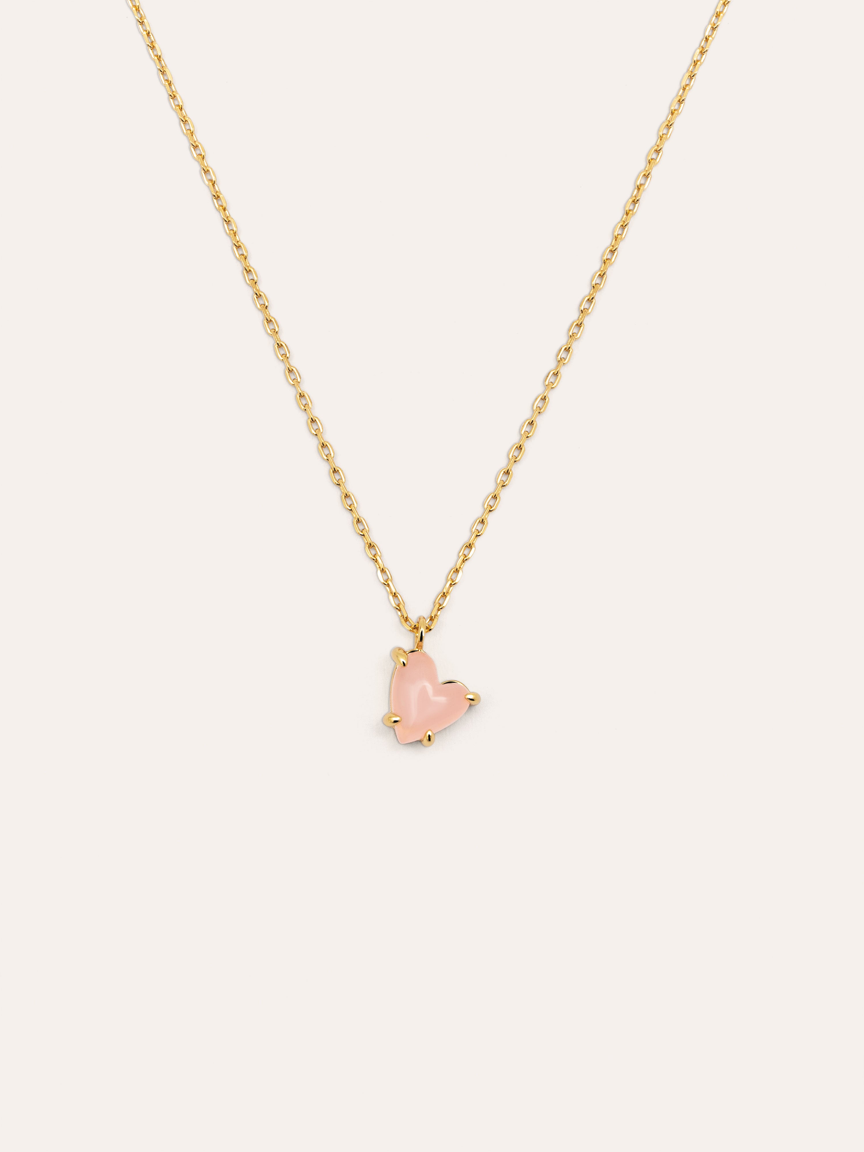 Adorable Heart Pink Gold Necklace