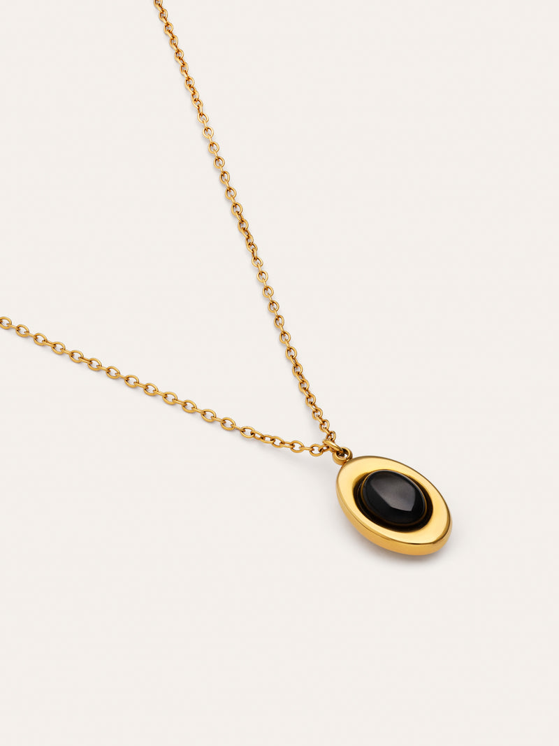 Collar Ágata Stone Acero Baño Oro