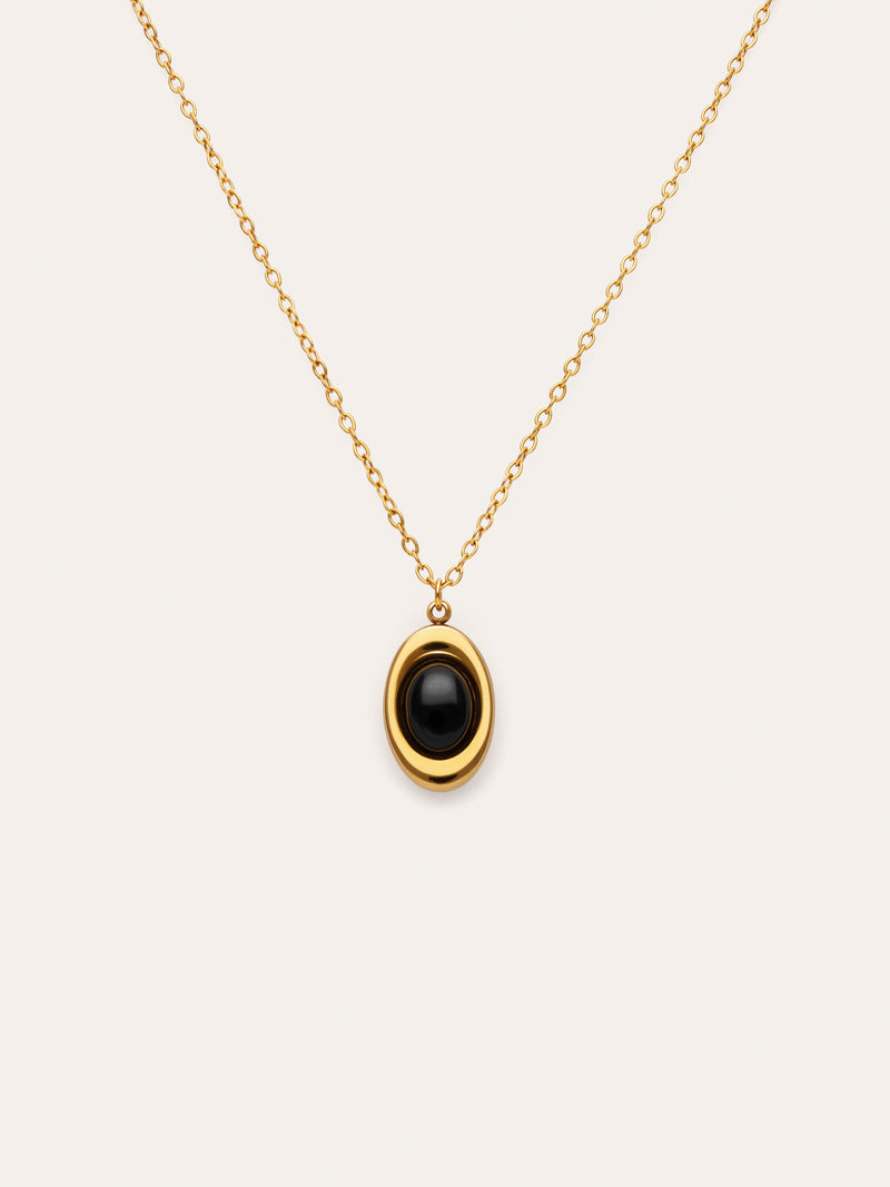 Collar Ágata Stone Acero Baño Oro
