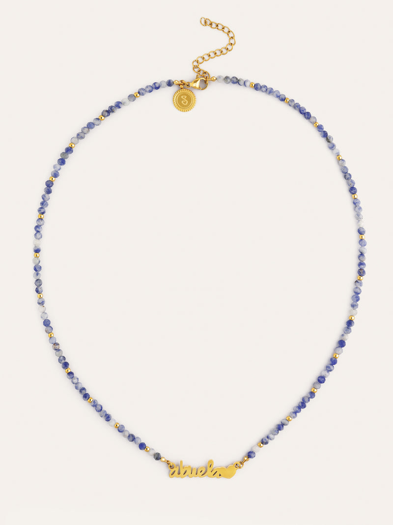 Collar Abuela Heart Cianita Acero Baño Oro