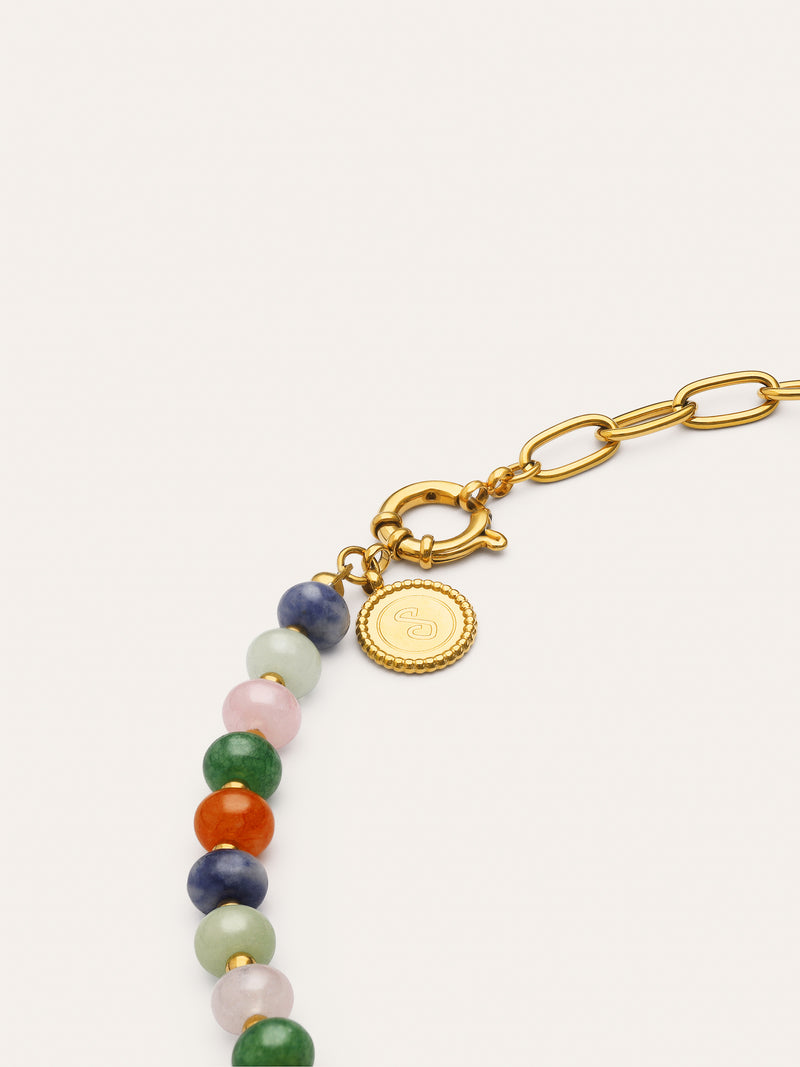 Alpine Chic Stones Necklace Stainless Steel 18kt Gold Plated