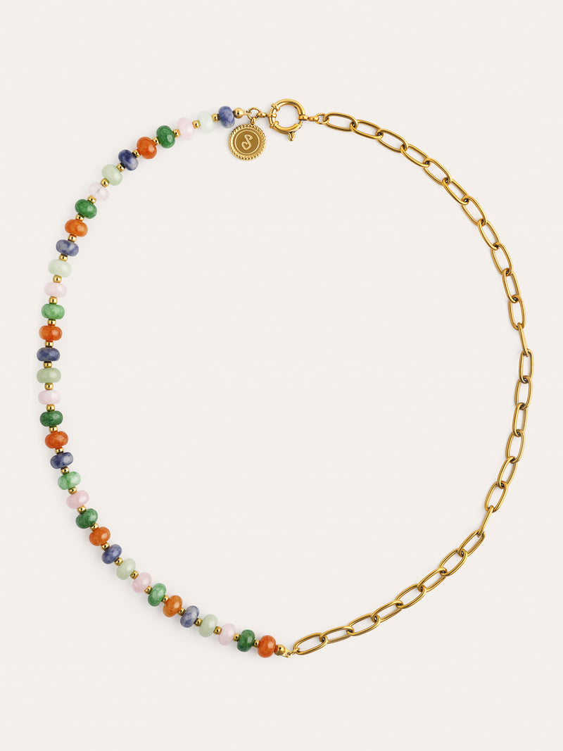 Alpine Chic Stones Necklace Stainless Steel 18kt Gold Plated