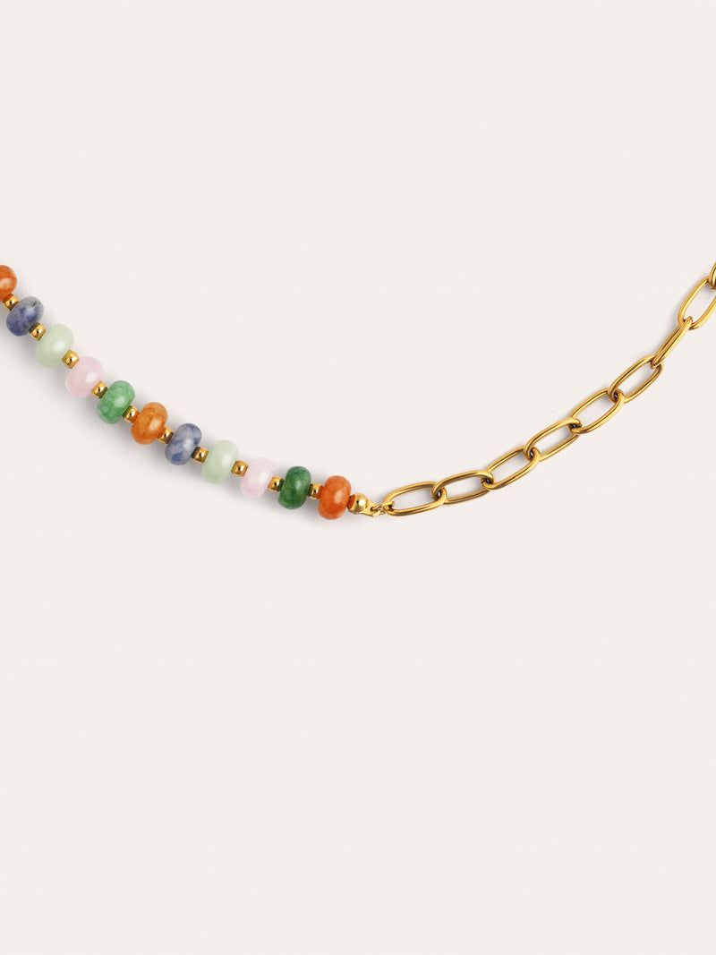 Alpine Chic Stones Necklace Stainless Steel 18kt Gold Plated