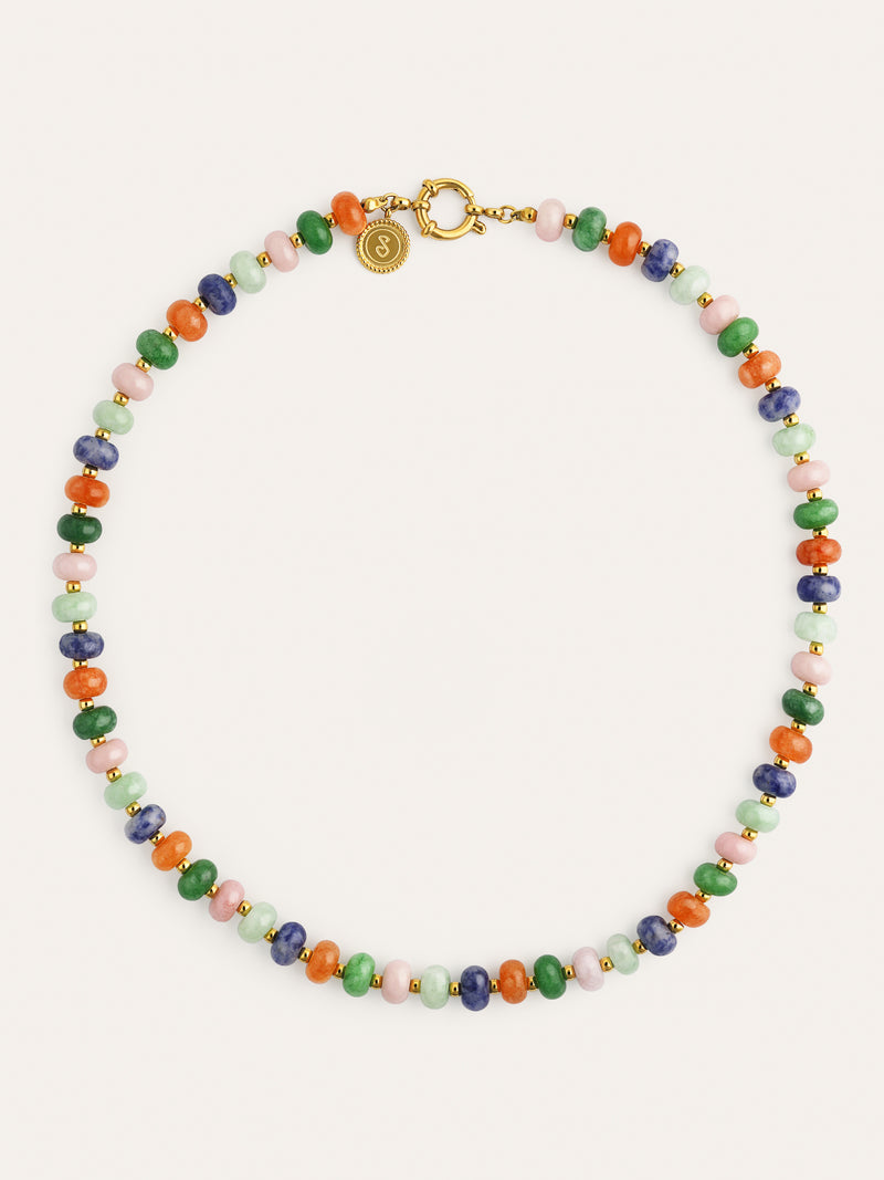 Collar Alpine Stones Acero Baño Oro