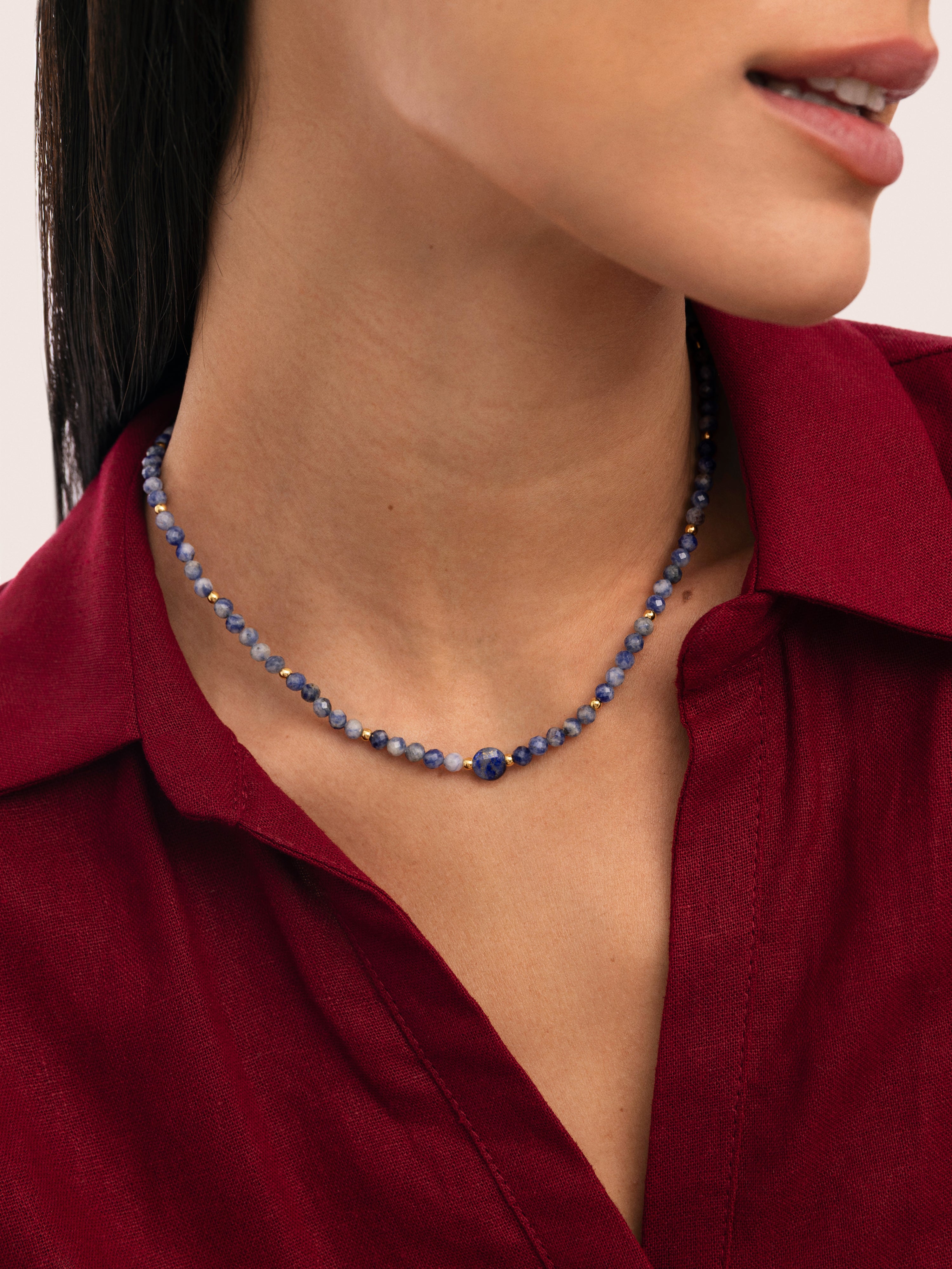 Amulet  Kyanite Stainless Steel Gold Necklace