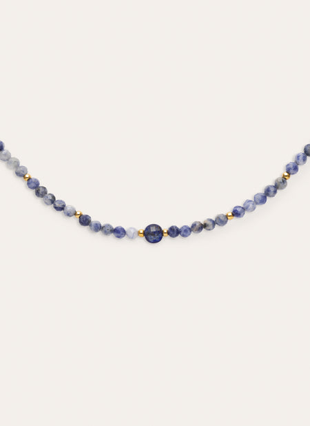 Amulet  Kyanite Stainless Steel Gold Necklace