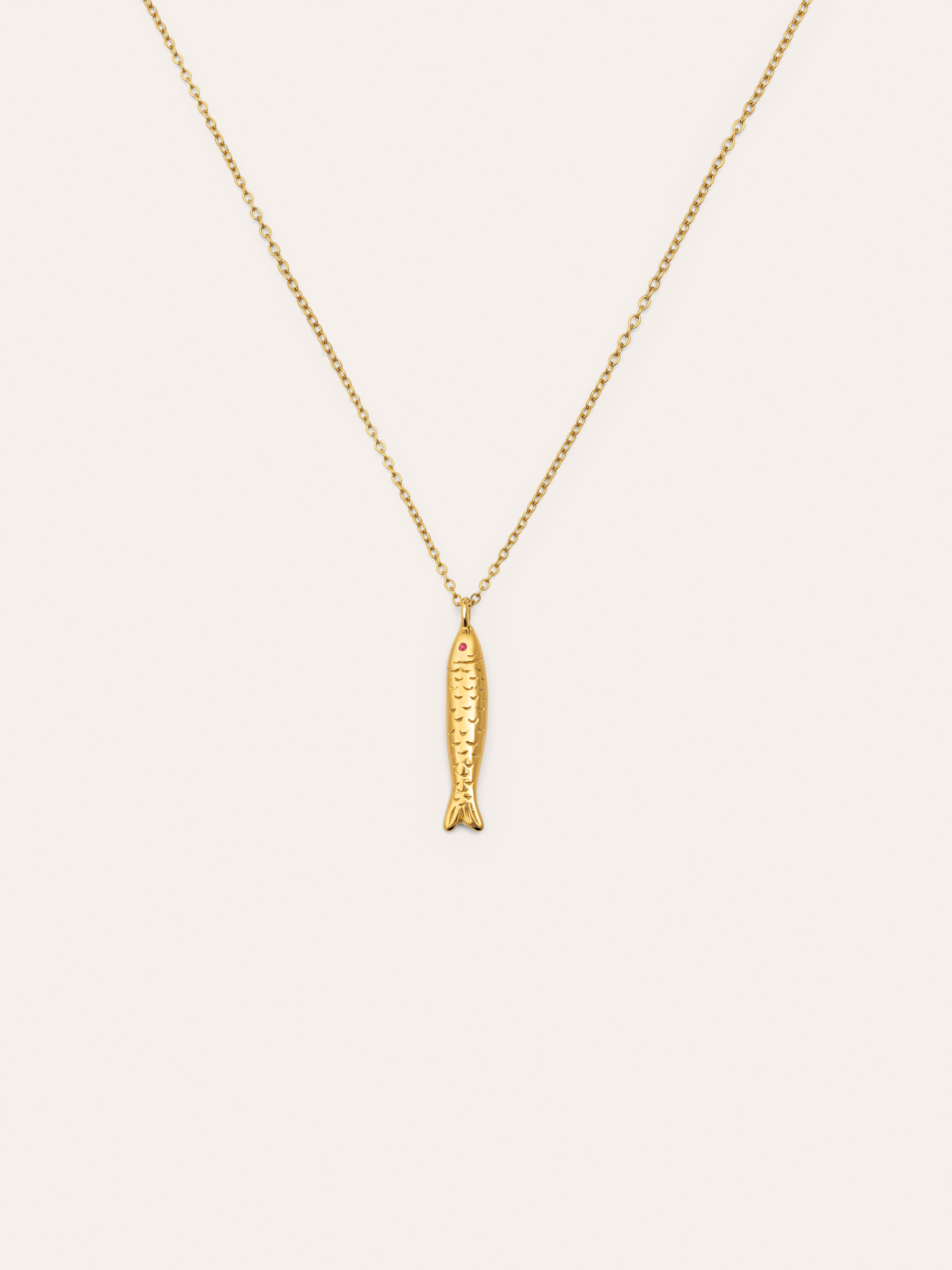 Aqua Fish Stainless Steel Gold Necklace