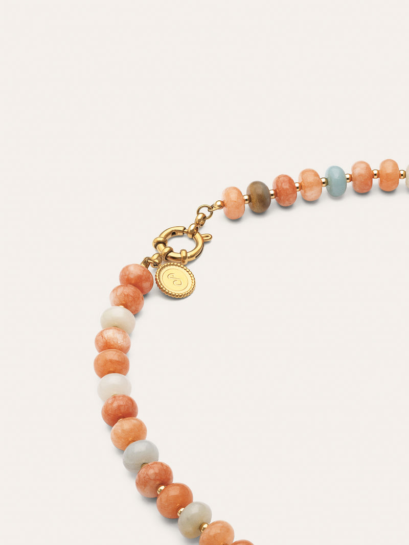 Collar Ámbar Stones Acero Baño Oro
