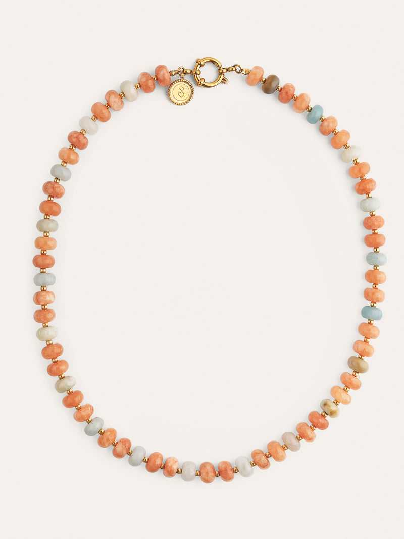 Collar Ámbar Stones Acero Baño Oro