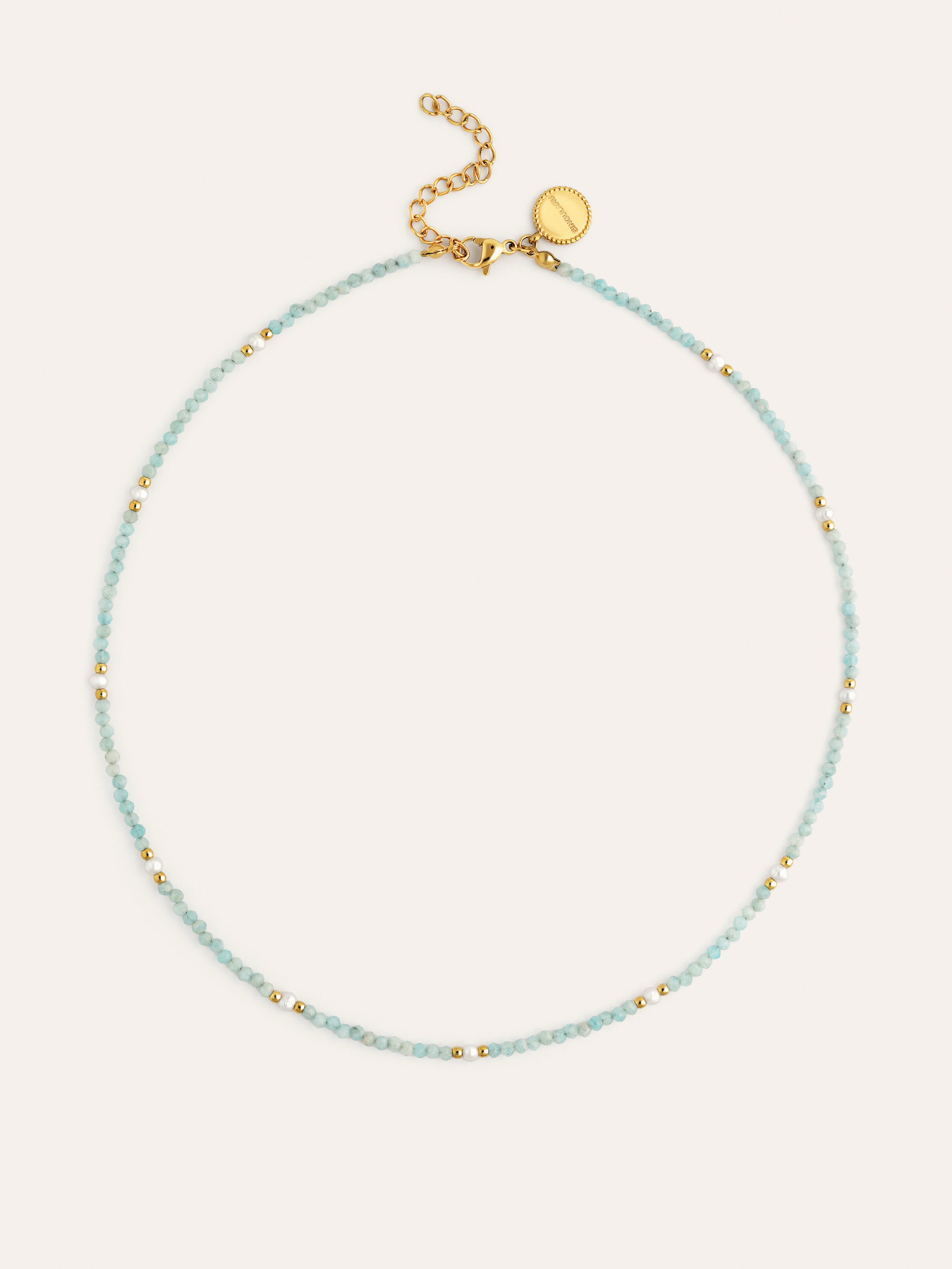 Collar Azulina Acero Baño Oro