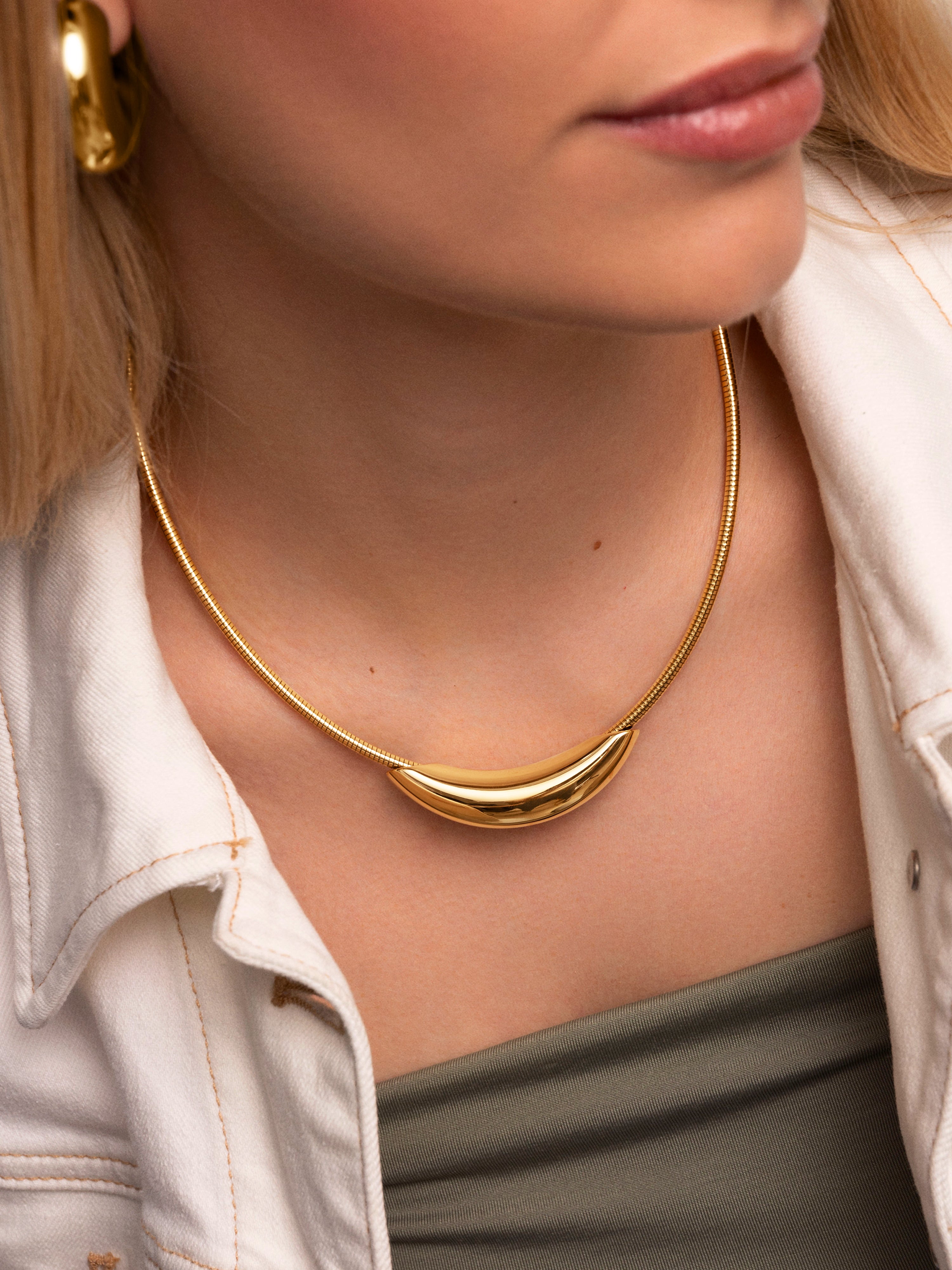 Balloon Stainless Steel hoop Gold Necklace