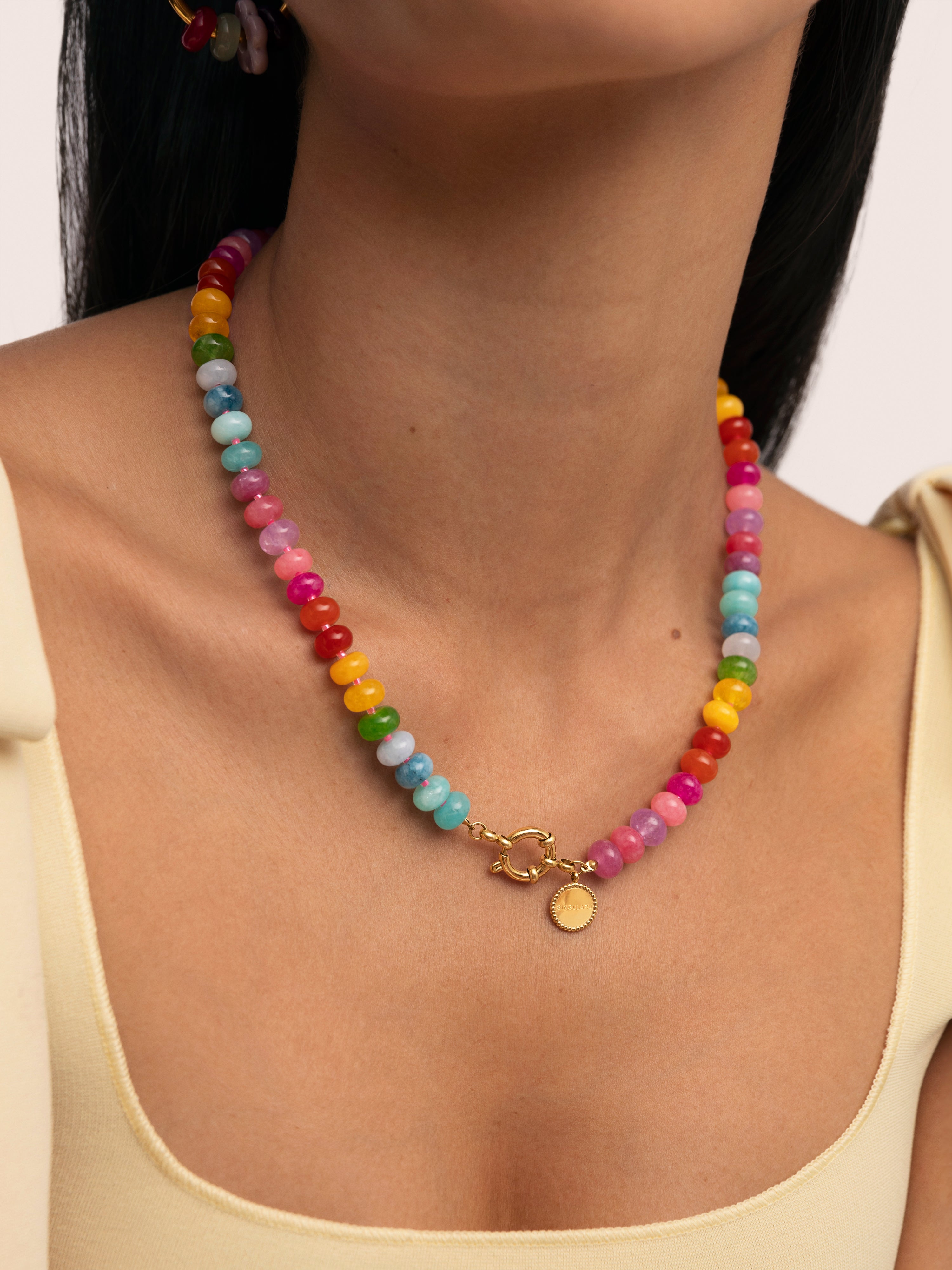 Collar Bloom Stones Acero Baño Oro