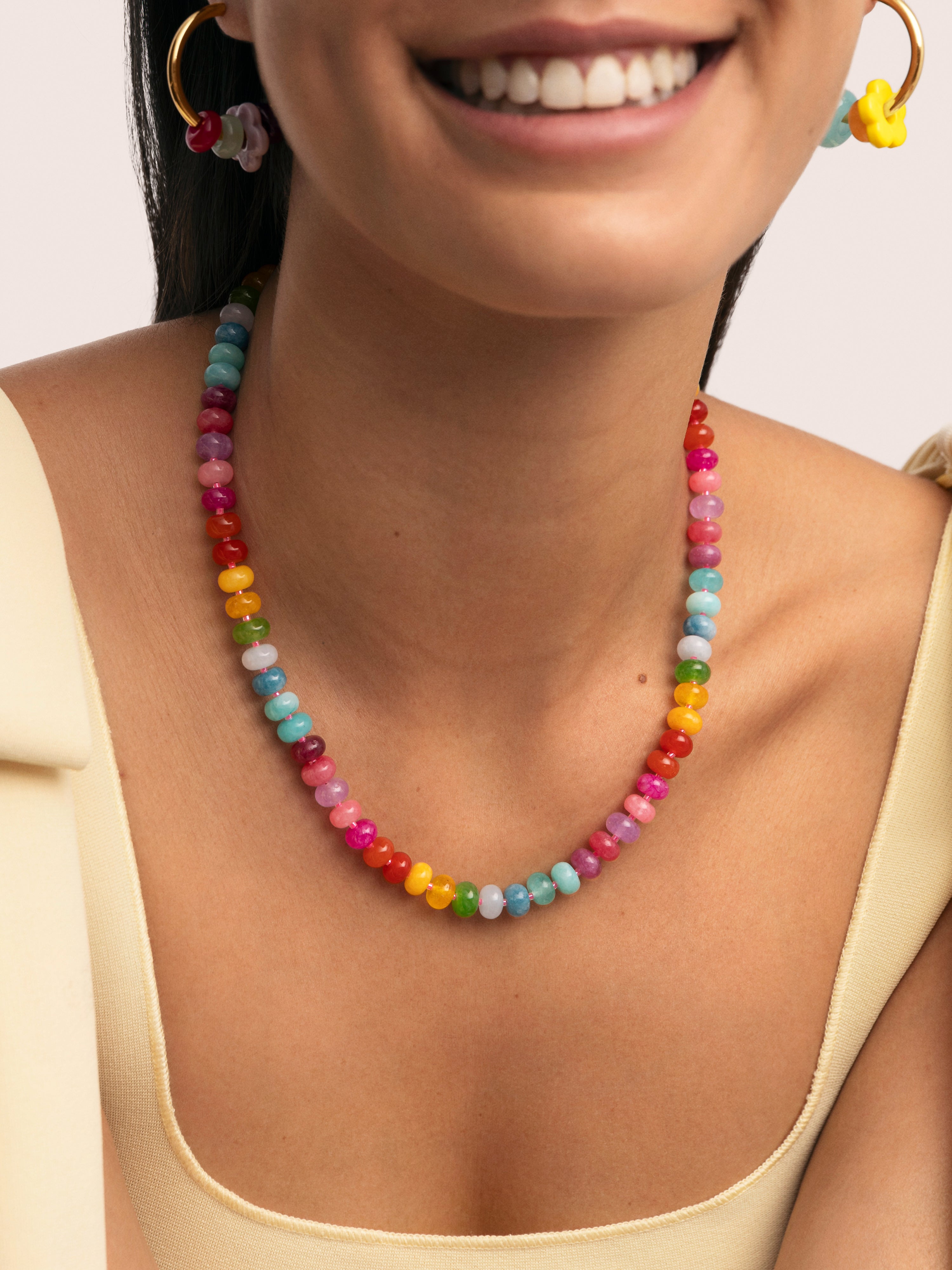 Collar Bloom Stones Acero Baño Oro