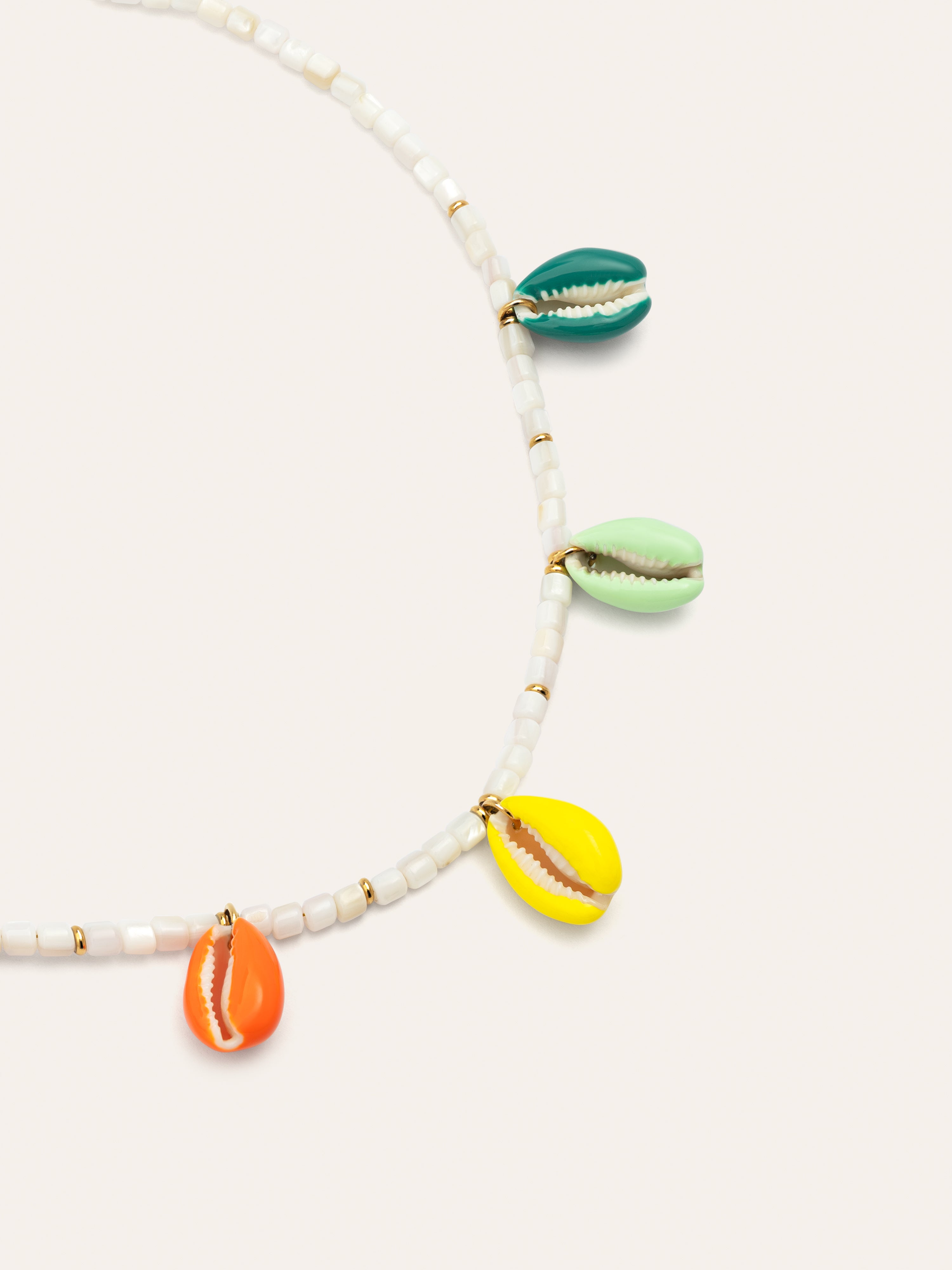 Boho Color Shells Stainless Steel Gold Necklace