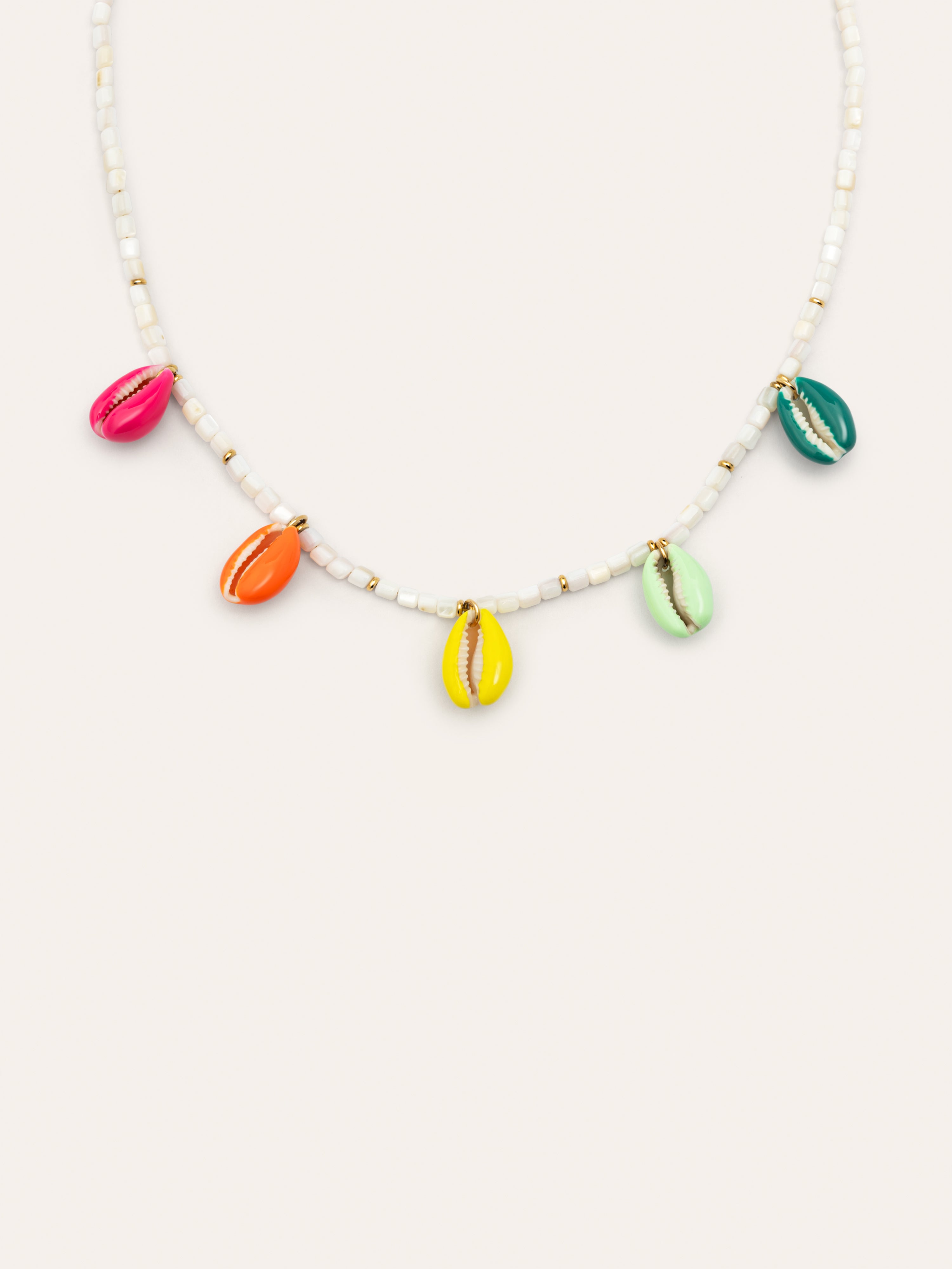 Boho Color Shells Stainless Steel Gold Necklace