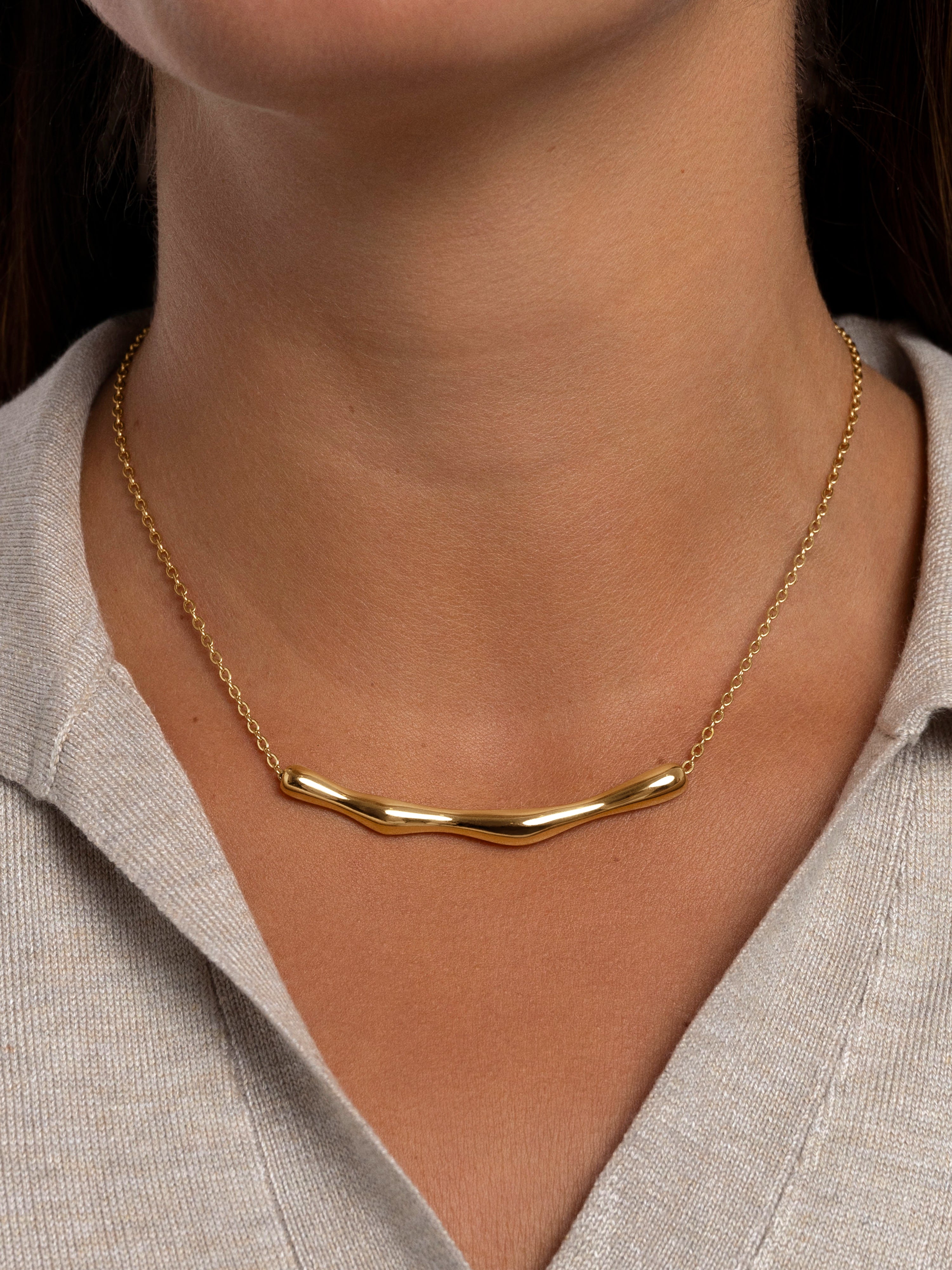 Cane Stainless Steel Gold Necklace