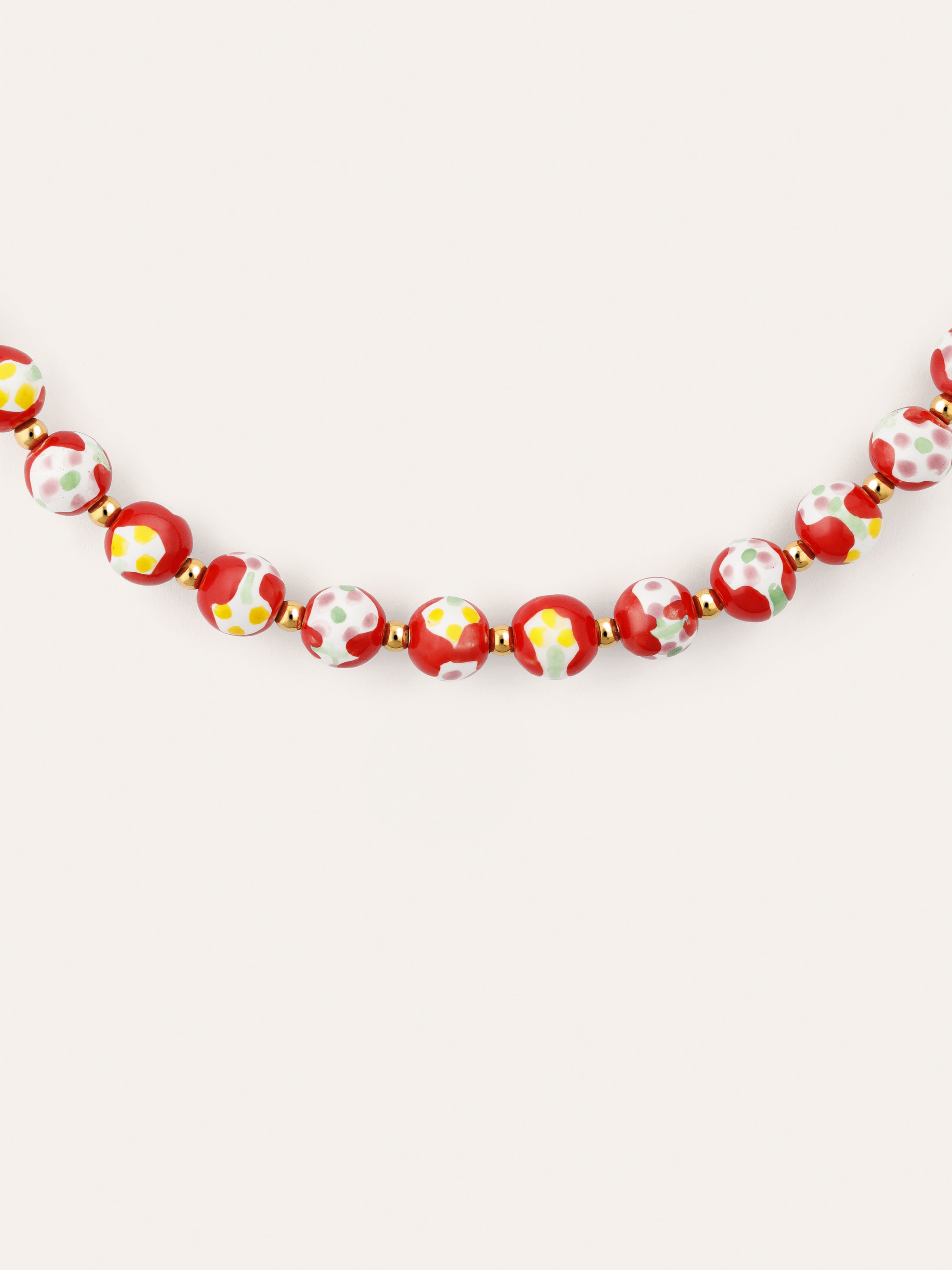 Collar Carmesí Acero Baño Oro