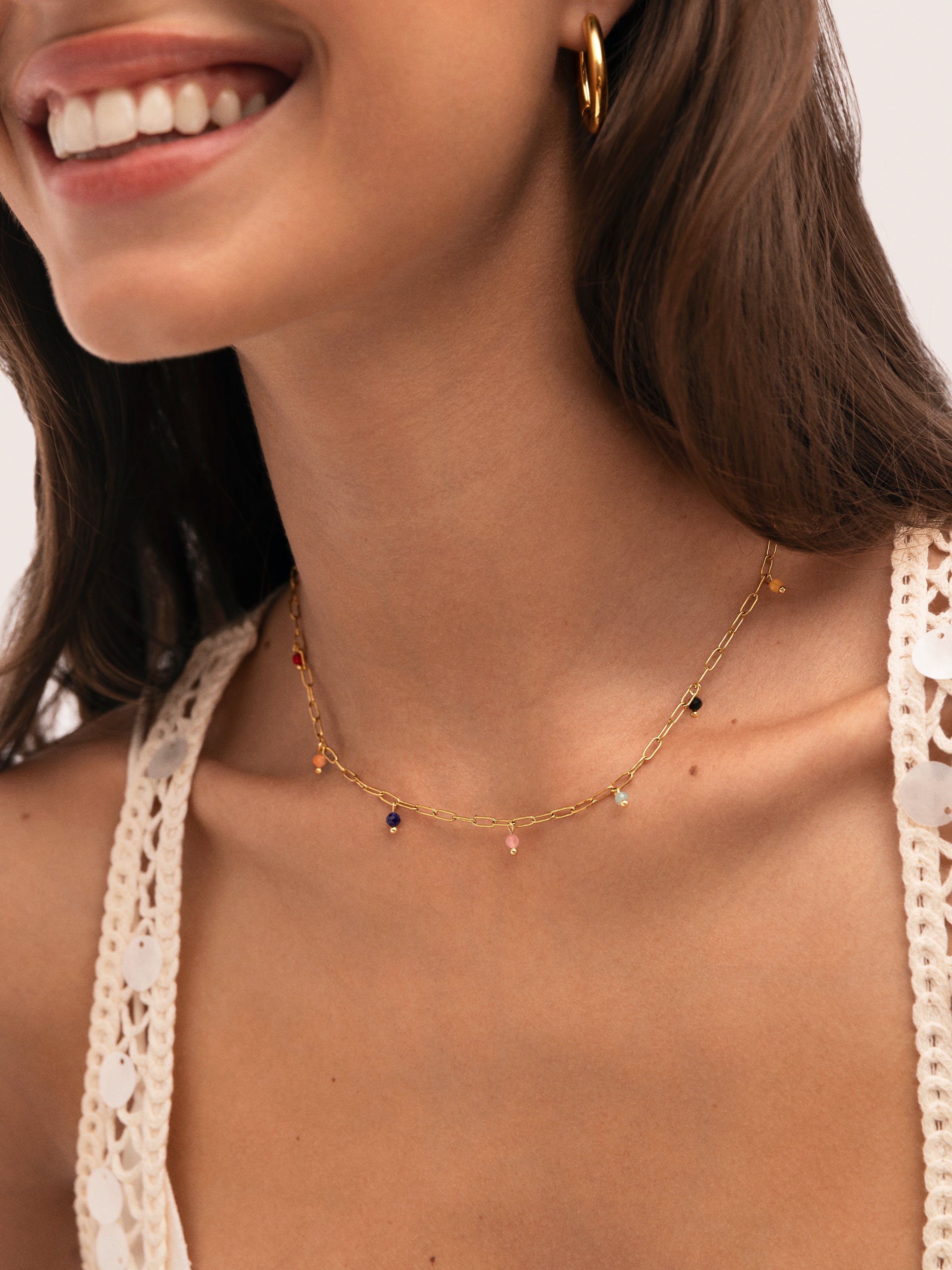 Collar Chic Dancing Stones Acero Baño Oro