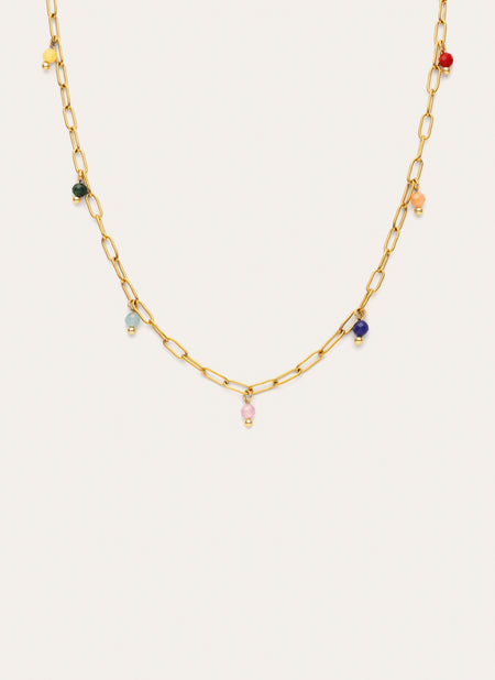 Collar Chic Dancing Stones Acero Baño Oro