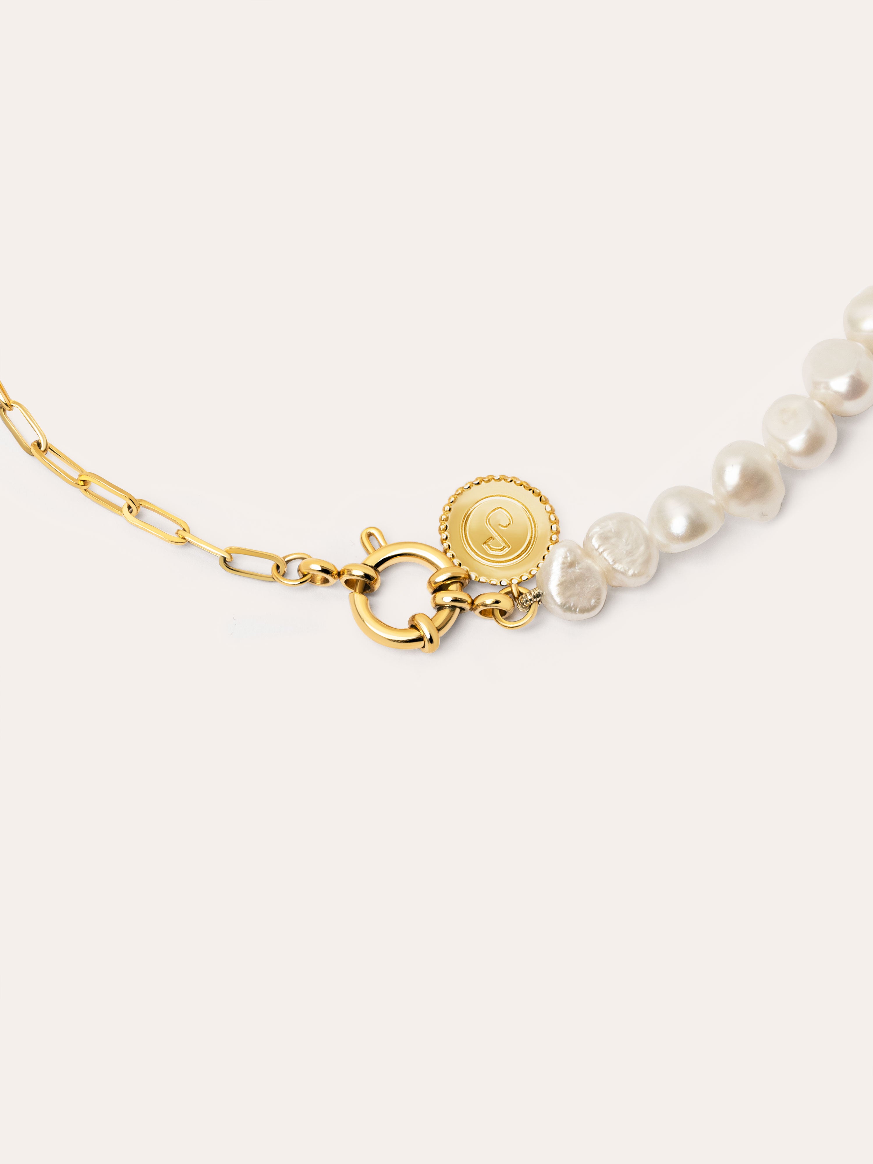 Chic Pearl Stainless Steel Gold Necklace