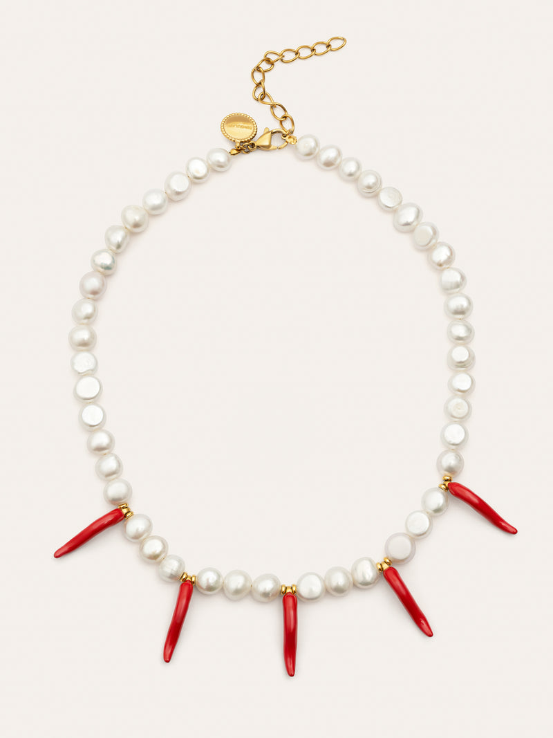 Chilli Pearl Stainless Steel Gold Necklace