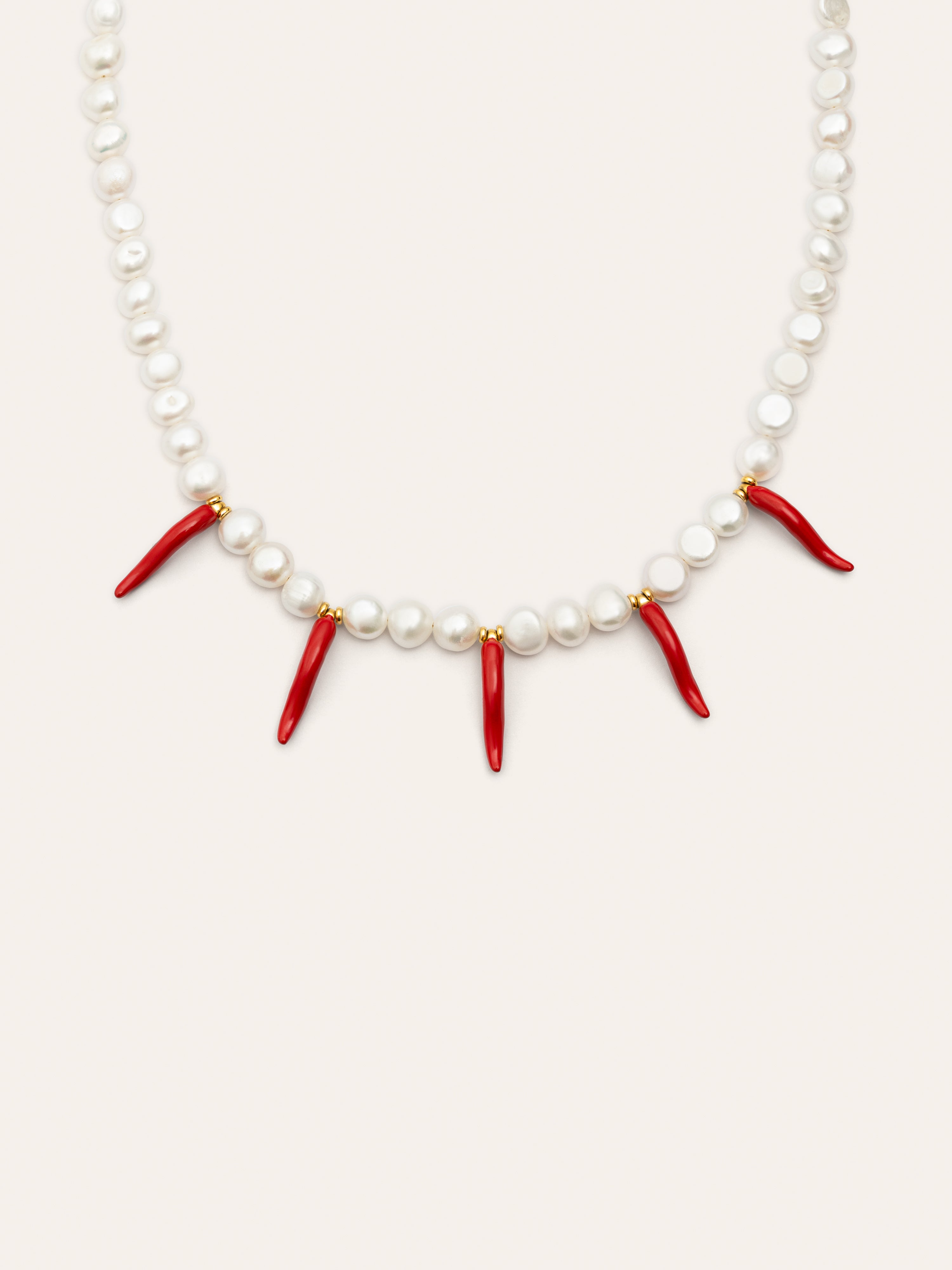Chilli Pearl Stainless Steel Gold Necklace