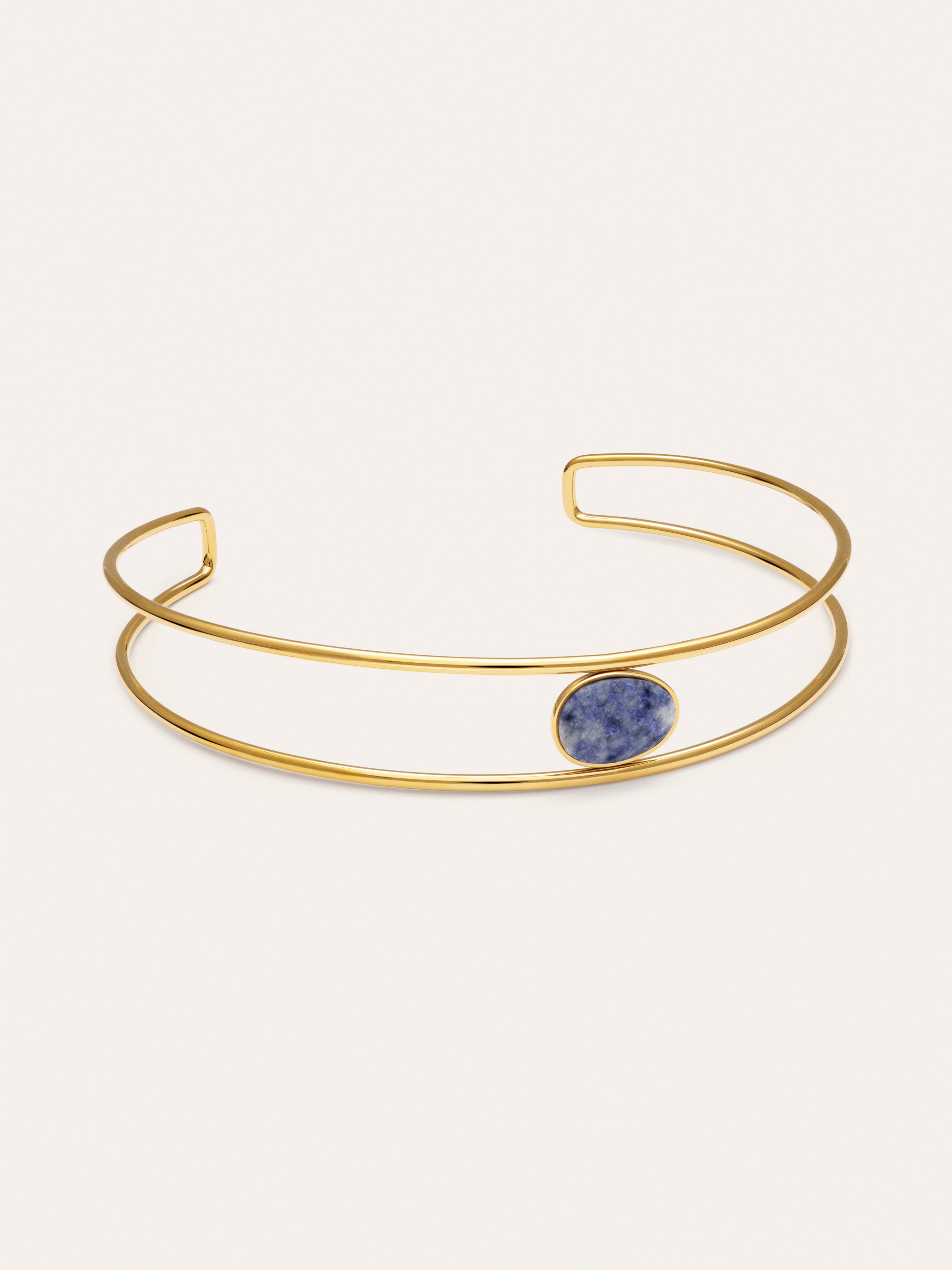Choker Cianita Acero Baño Oro