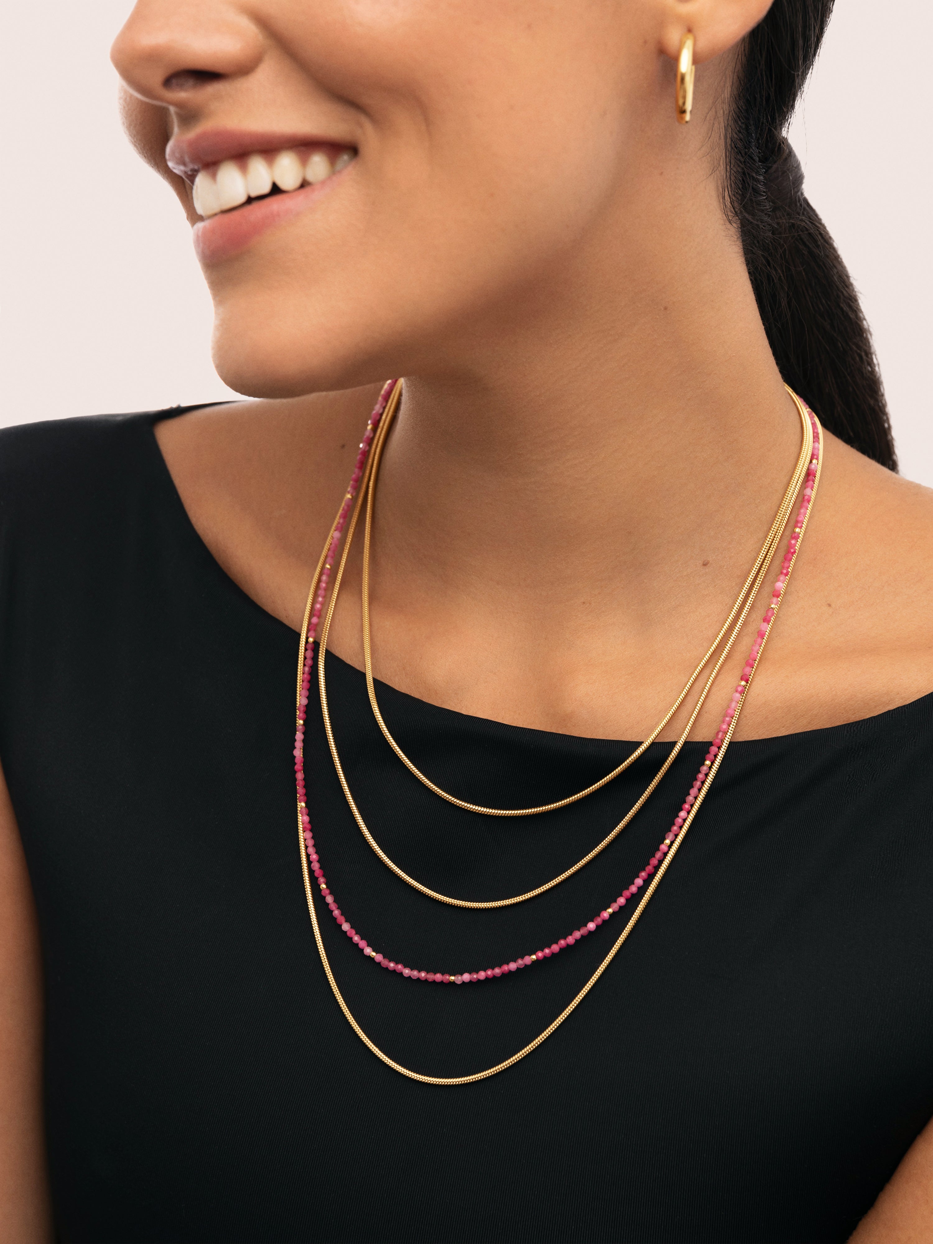 Cleopatra Pink Stainless Steel Gold Necklace