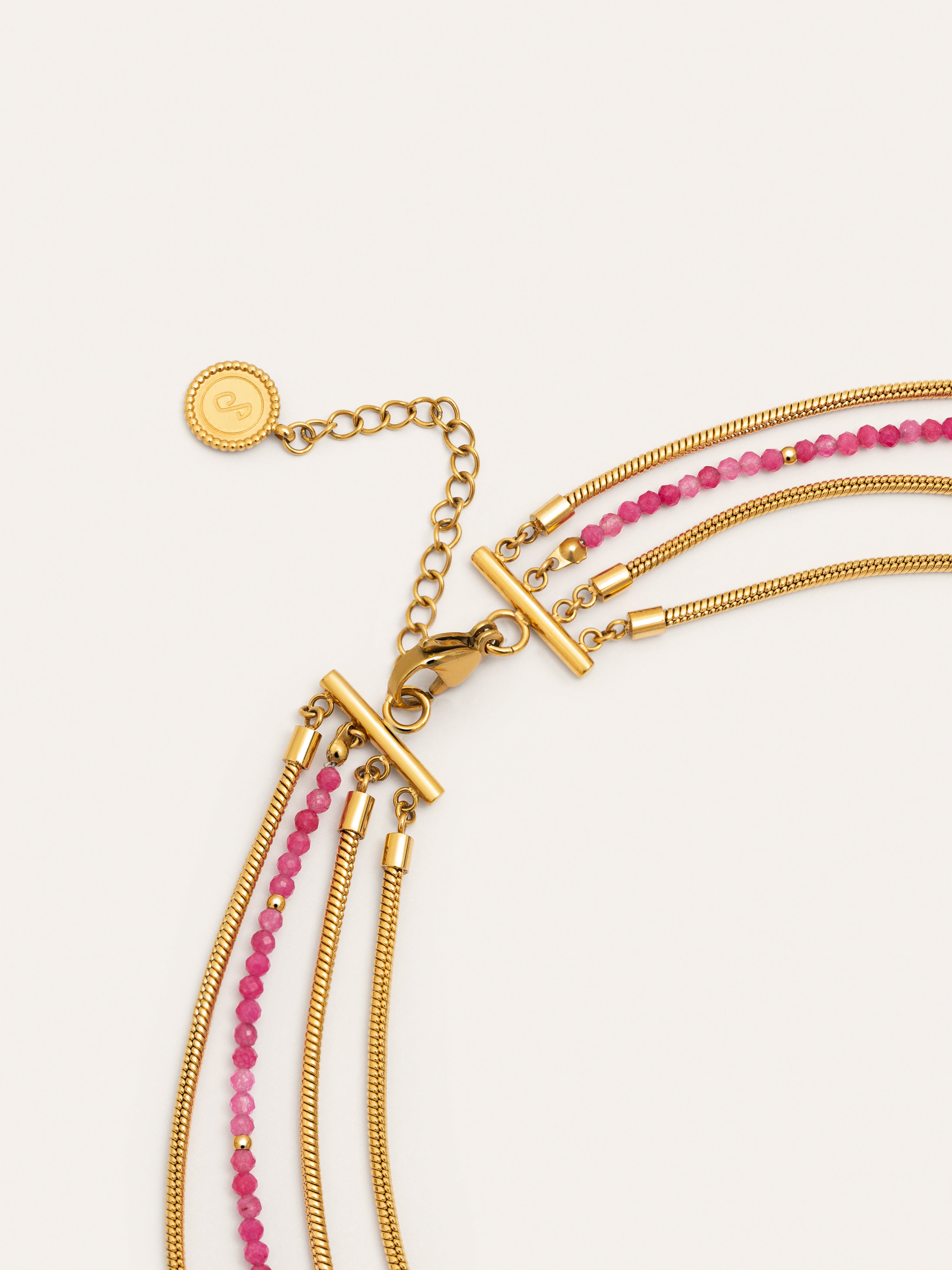 Cleopatra Pink Stainless Steel Gold Necklace