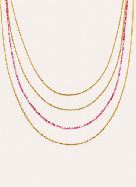 Cleopatra Pink Stainless Steel Gold Necklace
