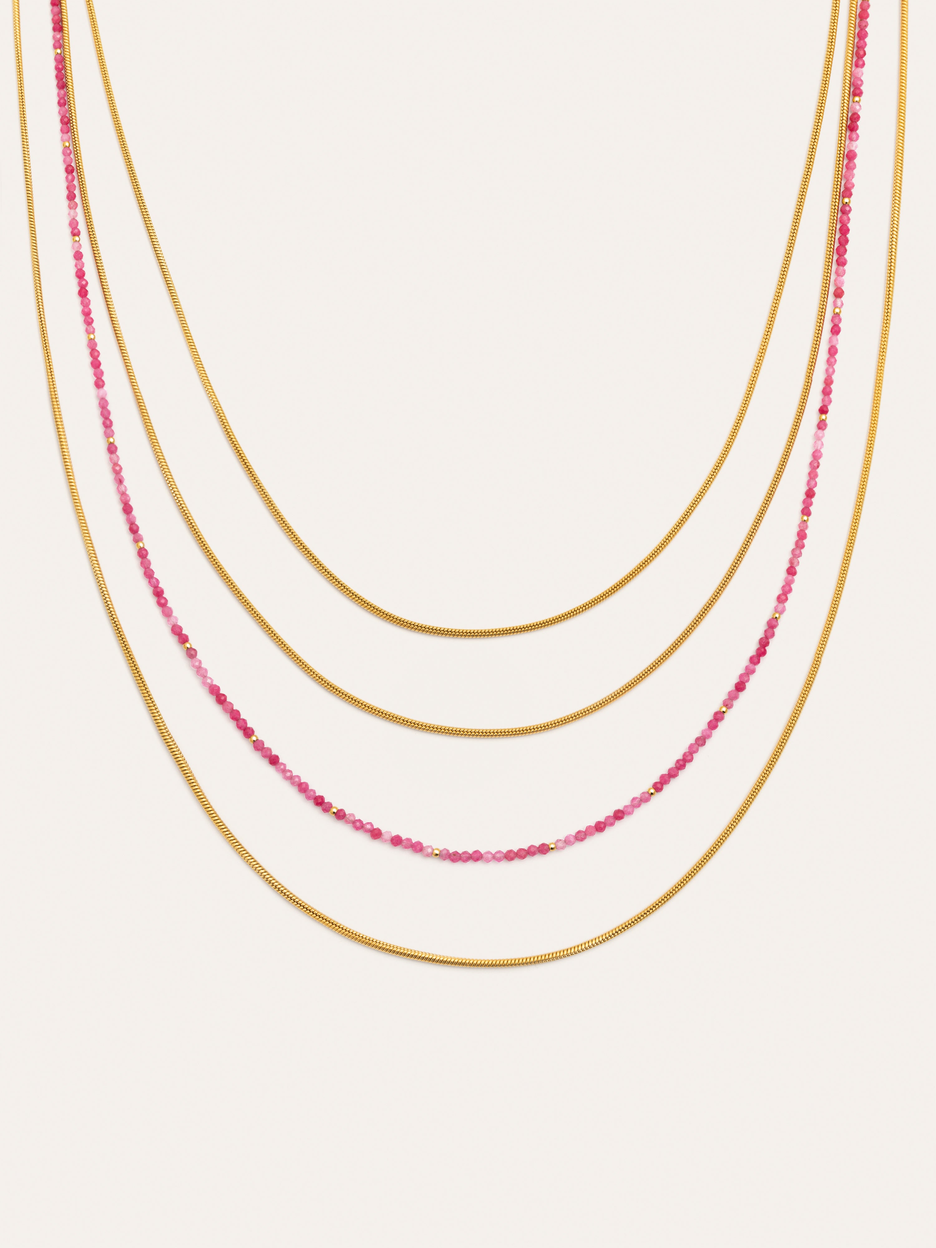 Cleopatra Pink Stainless Steel Gold Necklace