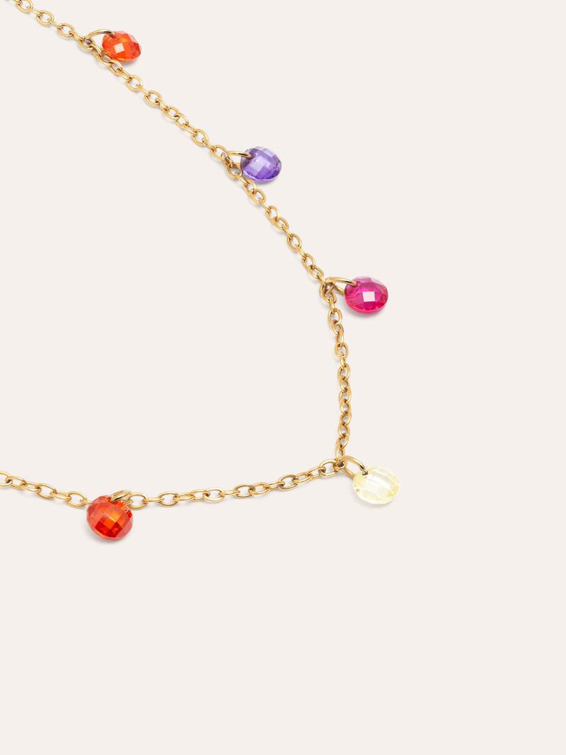 Collar Color Bits Acero Baño Oro