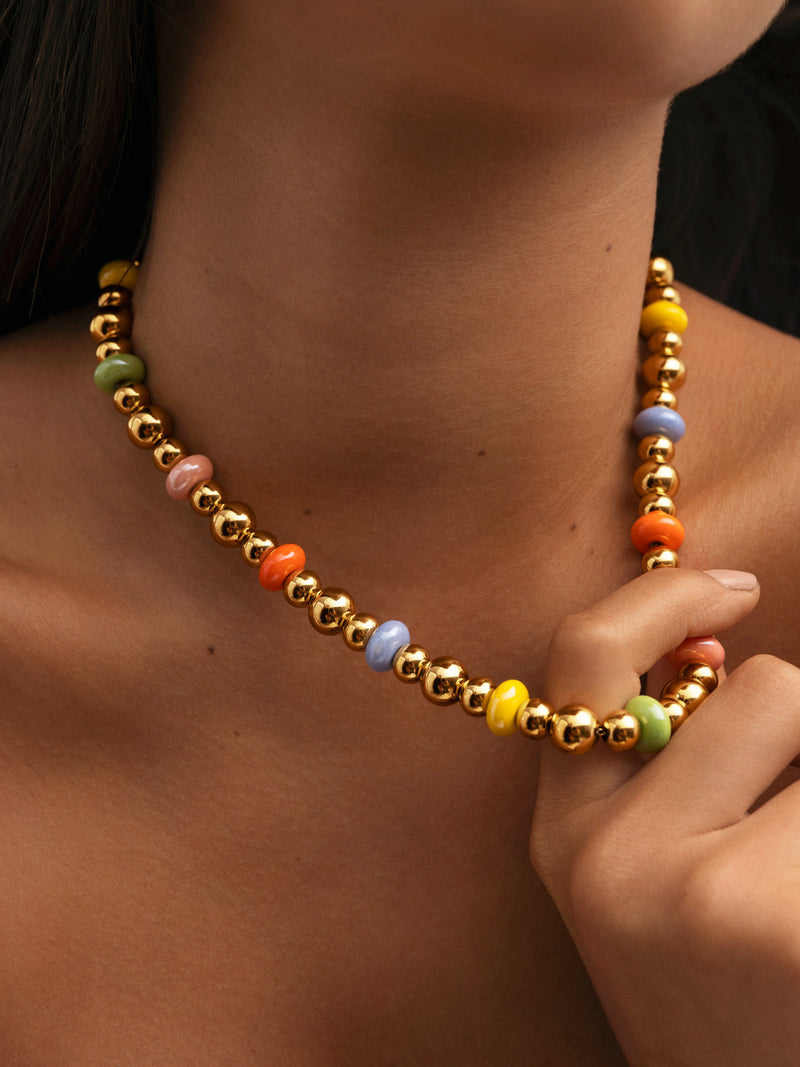 Color Bomb Stainless Steel Gold Necklace