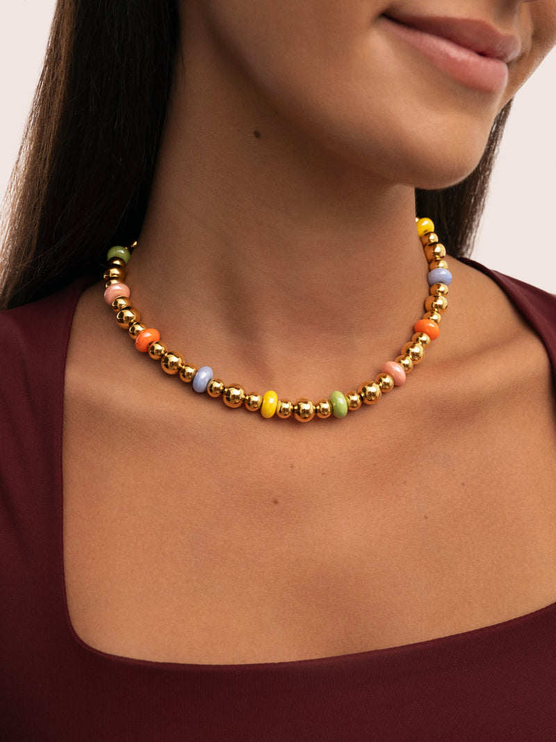 Color Bomb Stainless Steel Gold Necklace