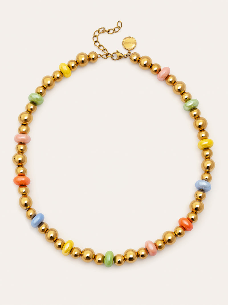 Color Bomb Stainless Steel Gold Necklace
