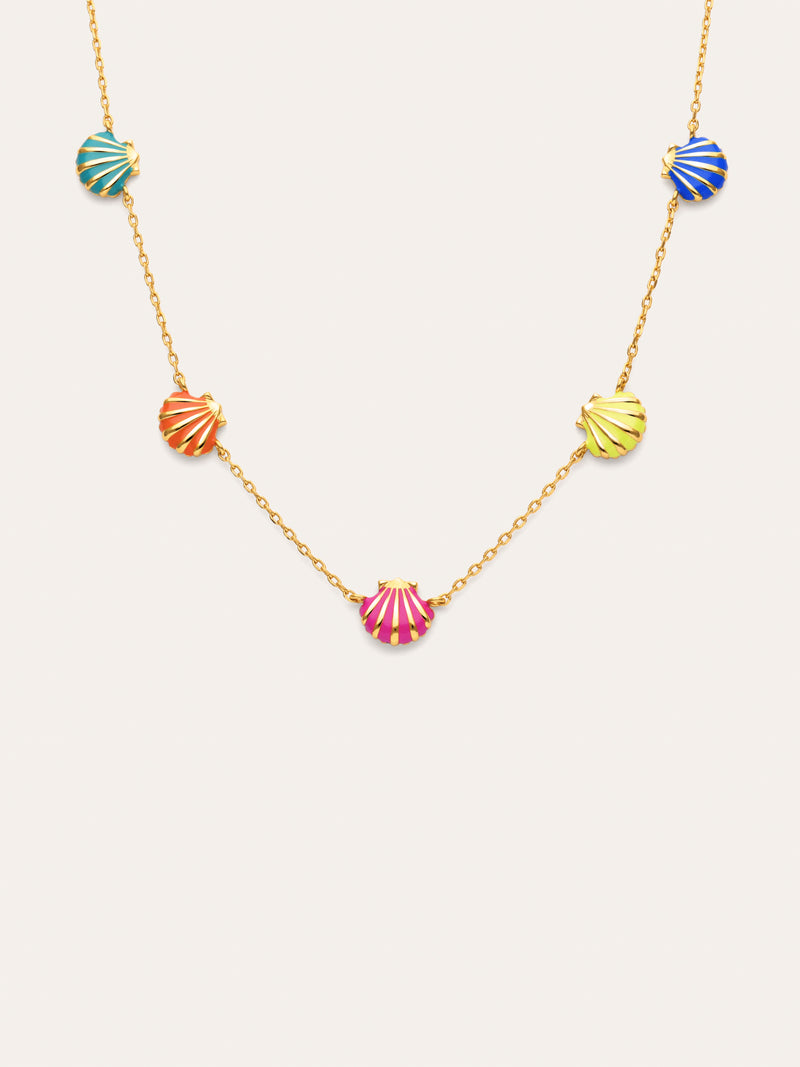Collar Conchas Enamel Baño Oro