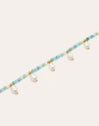 Collar Crystal Blue Pearls Acero Baño Oro