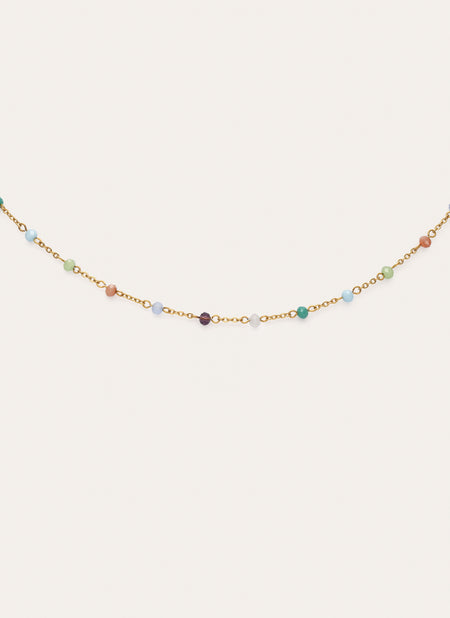 Crystals Colors Necklace Stainless Steel 18kt Gold Plated