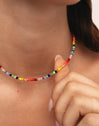 Crystals Rainbow Stainless Steel Gold Necklace