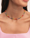 Crystals Rainbow Stainless Steel Gold Necklace
