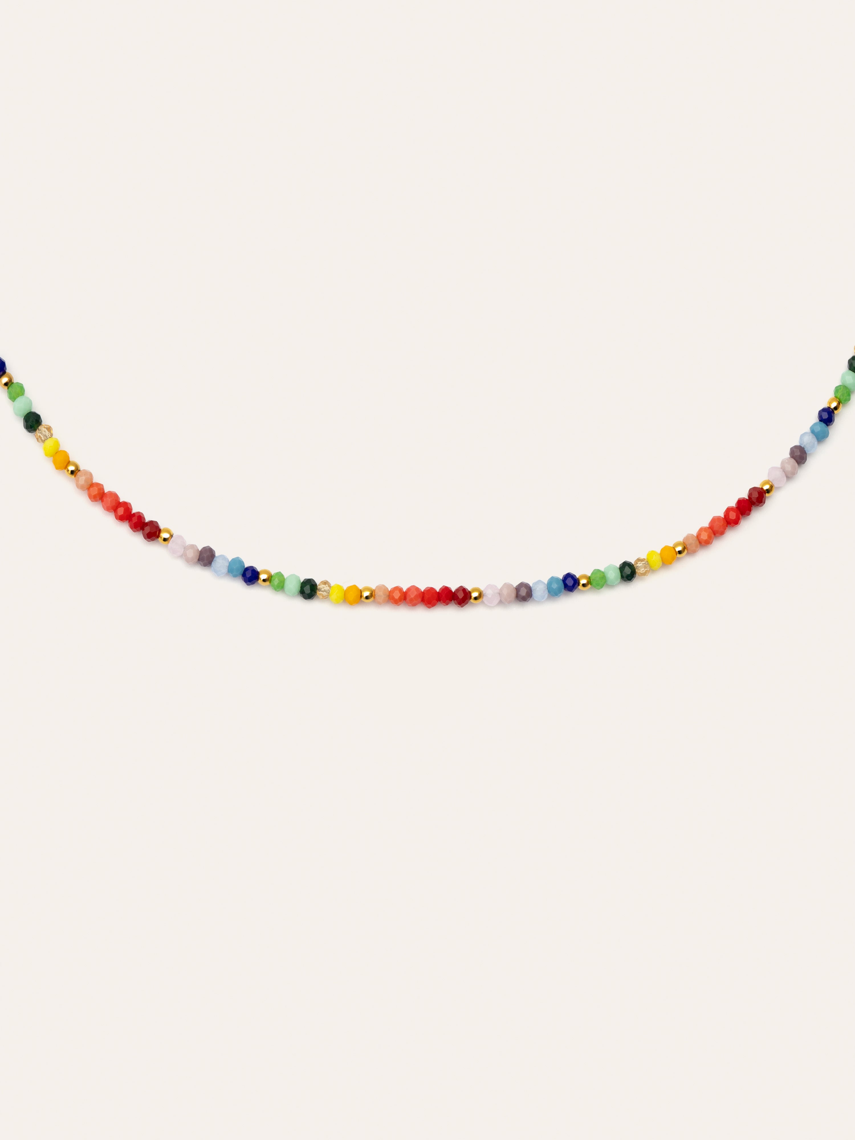 Crystals Rainbow Stainless Steel Gold Necklace