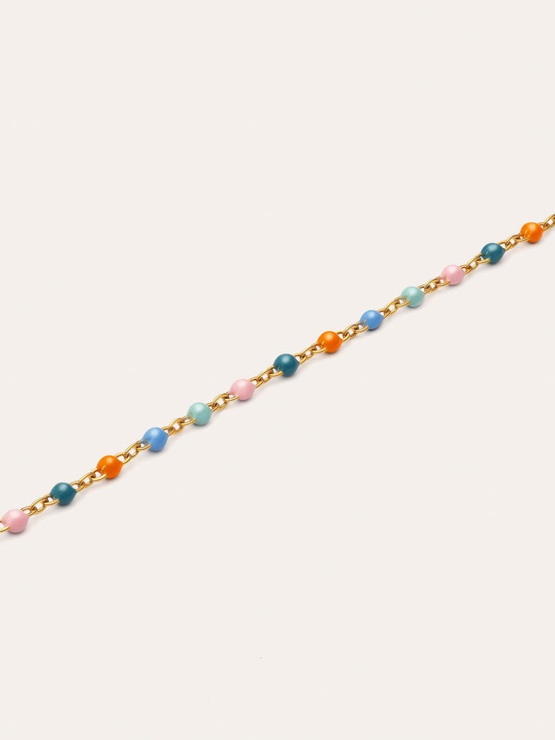 Dots Alpine Enamel Stainless Steel Gold Necklace