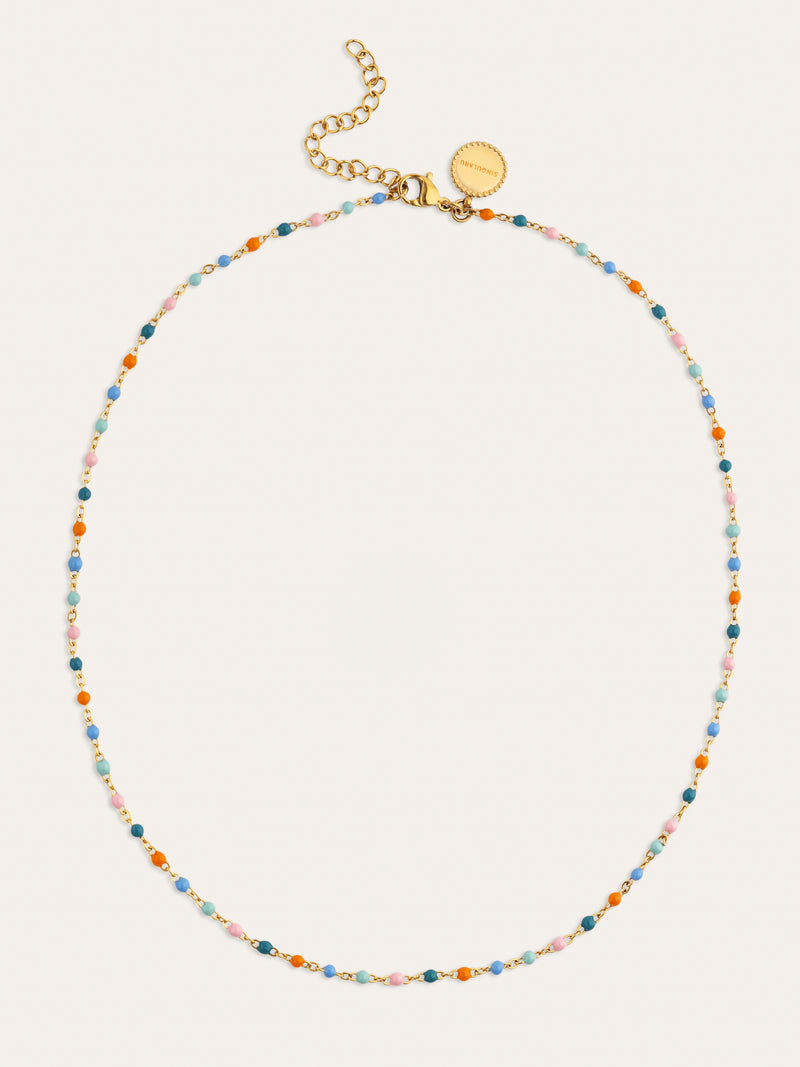 Dots Alpine Enamel Stainless Steel Gold Necklace